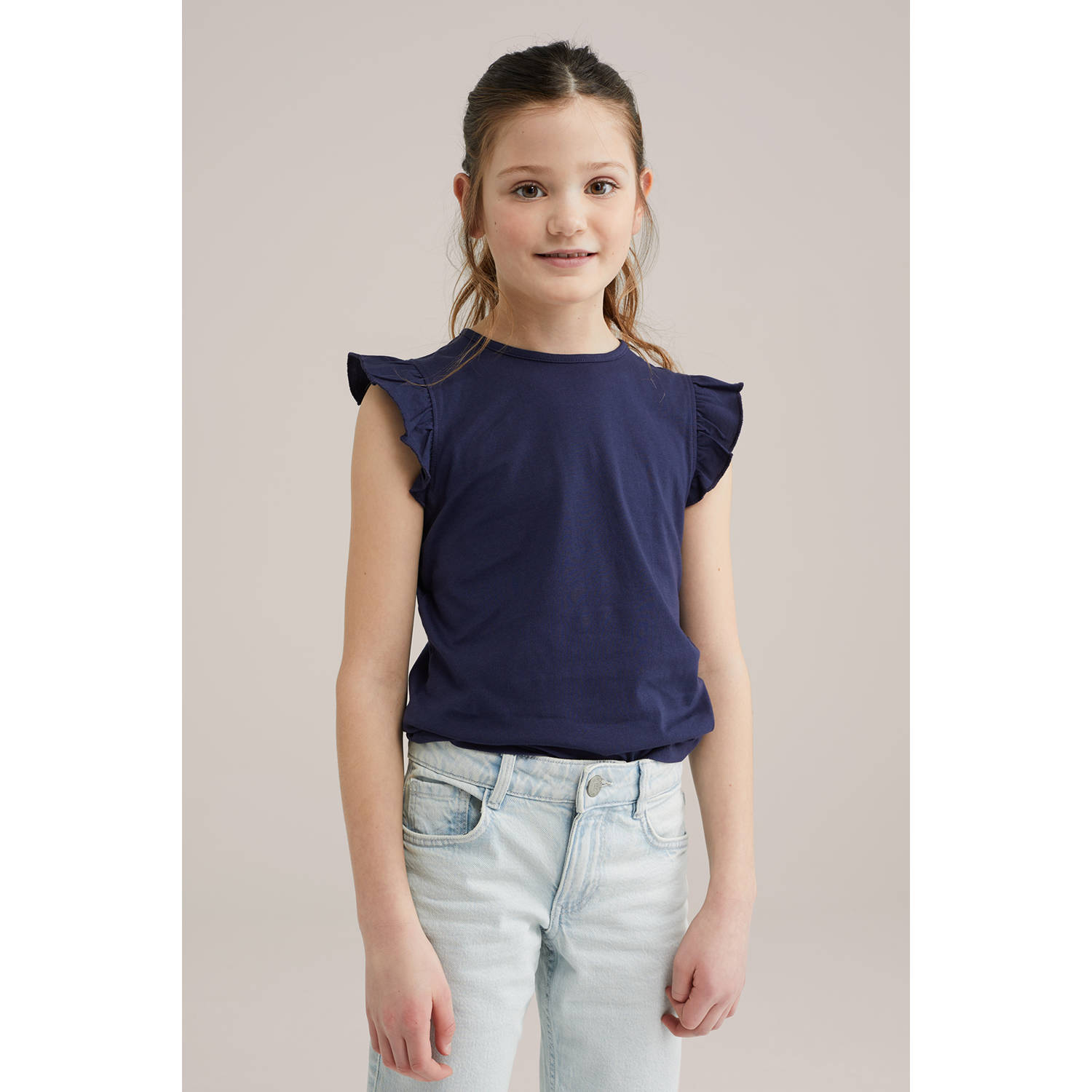 WE Fashion mouwloze top donkerblauw