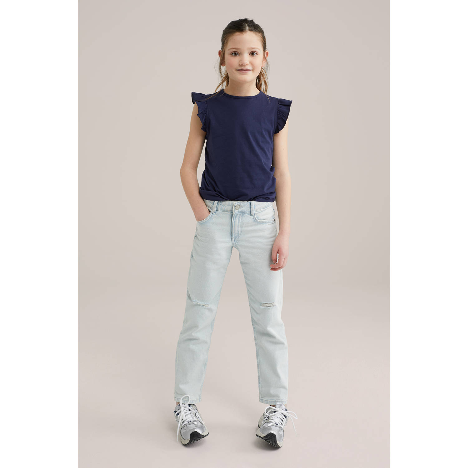 WE Fashion mouwloze top donkerblauw