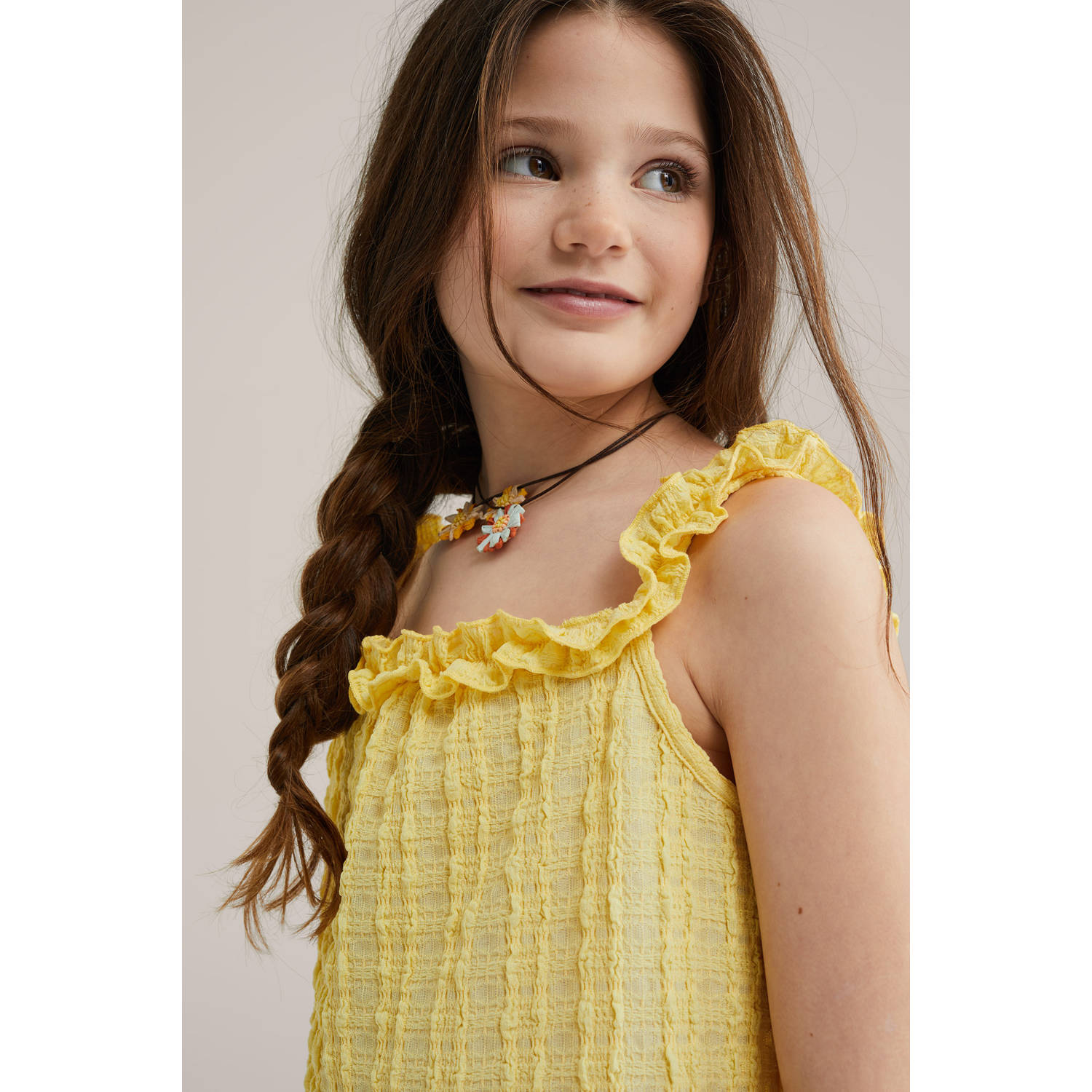 WE Fashion mouwloze top lichtgeel