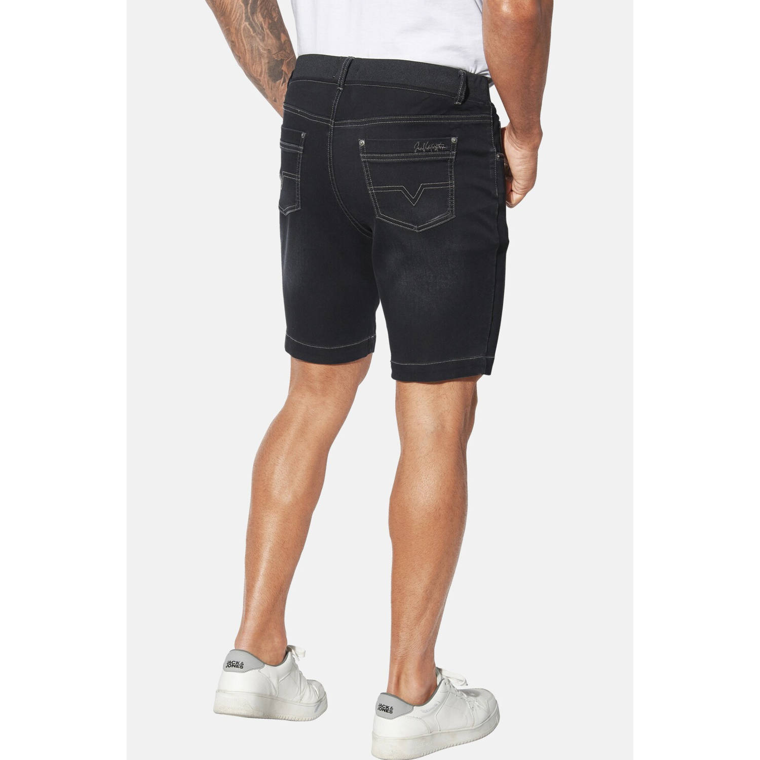 Jan Vanderstorm loose denim short GULLBRAND Plus Size zwart