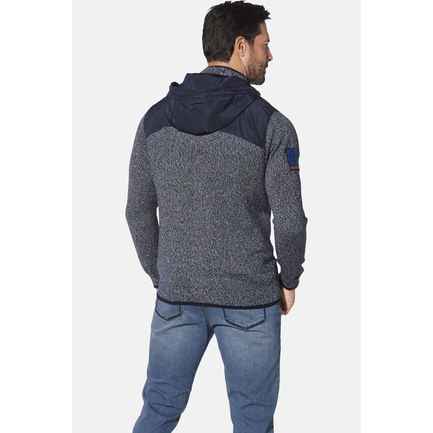 Jan Vanderstorm gebreid vest DJARKE Plus Size donkerblauw