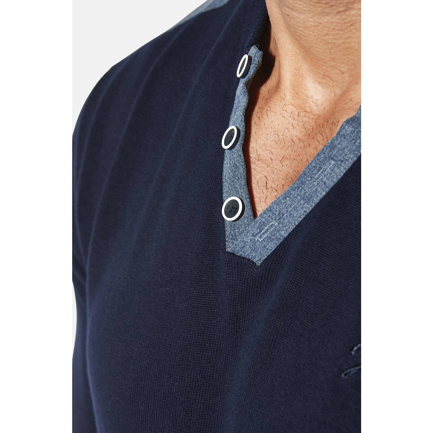 Jan Vanderstorm trui fijn gebreid JORGIR Plus Size donkerblauw