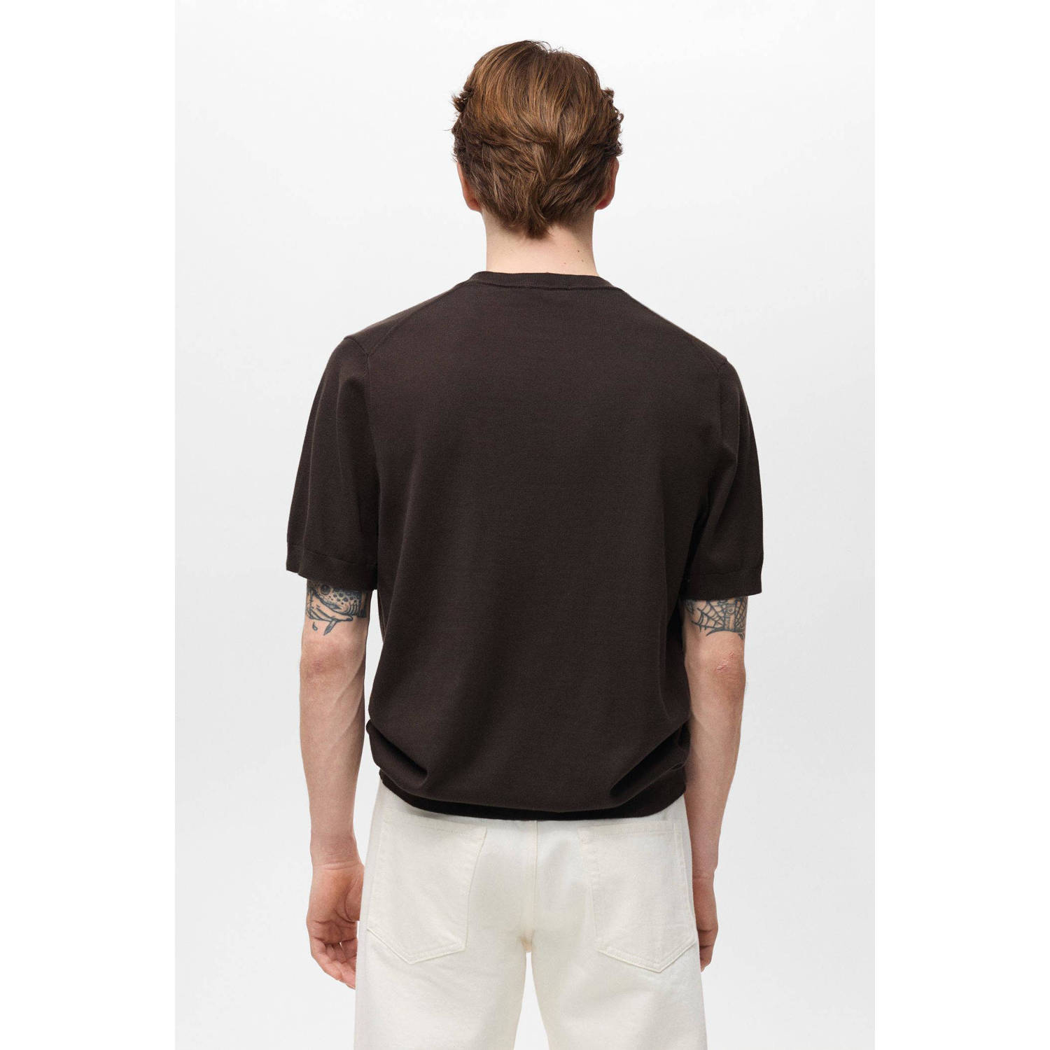 Mango Man Fijn gebreid katoenen T-shirt