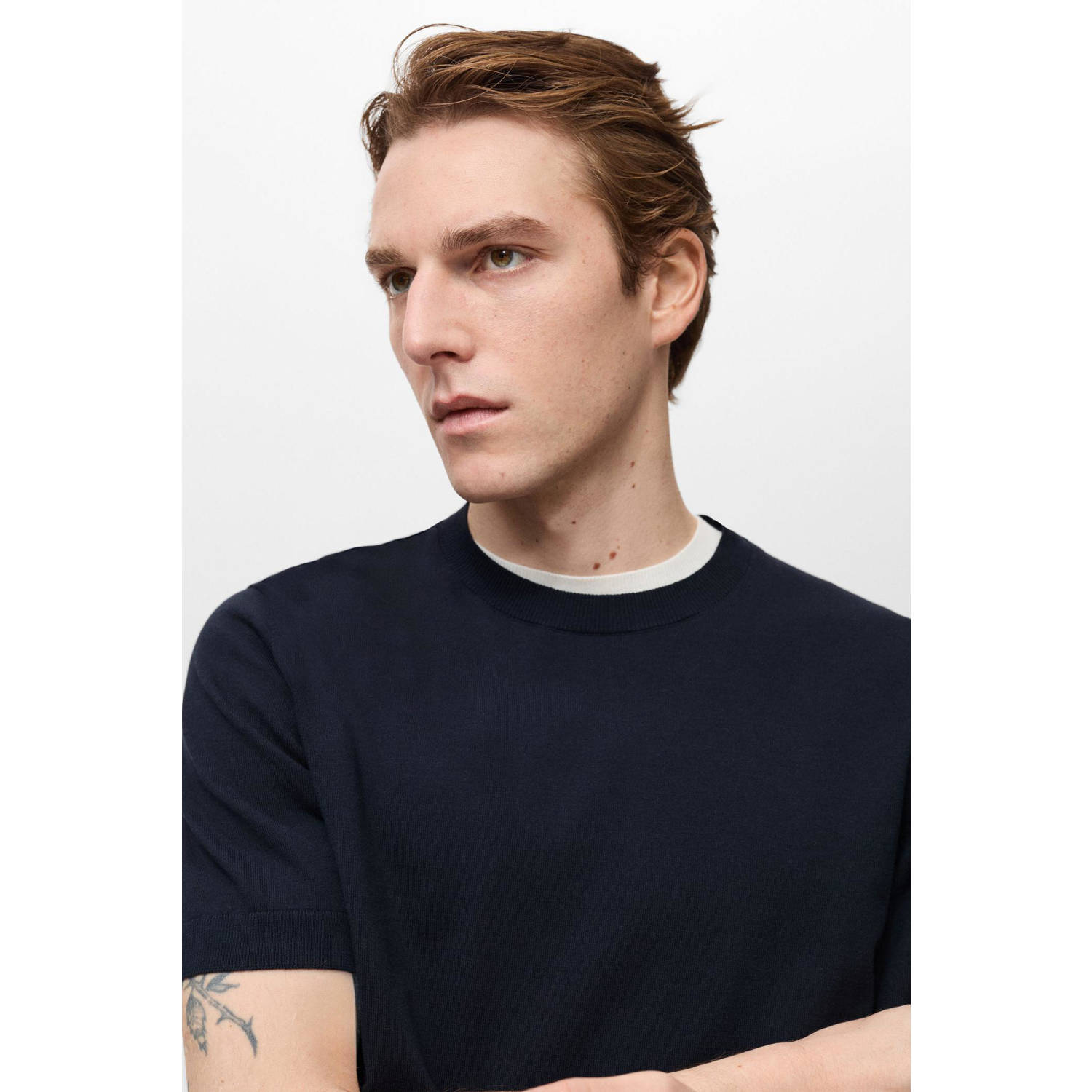 Mango Man Fijn gebreid katoenen T-shirt