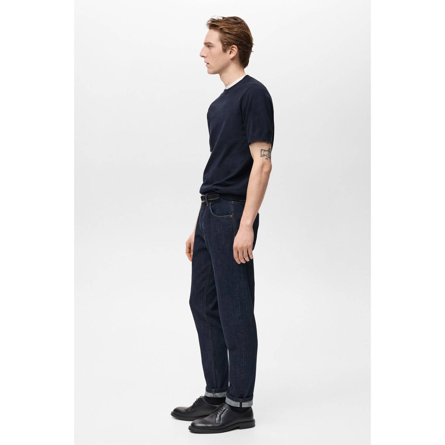 Mango Man Fijn gebreid katoenen T-shirt