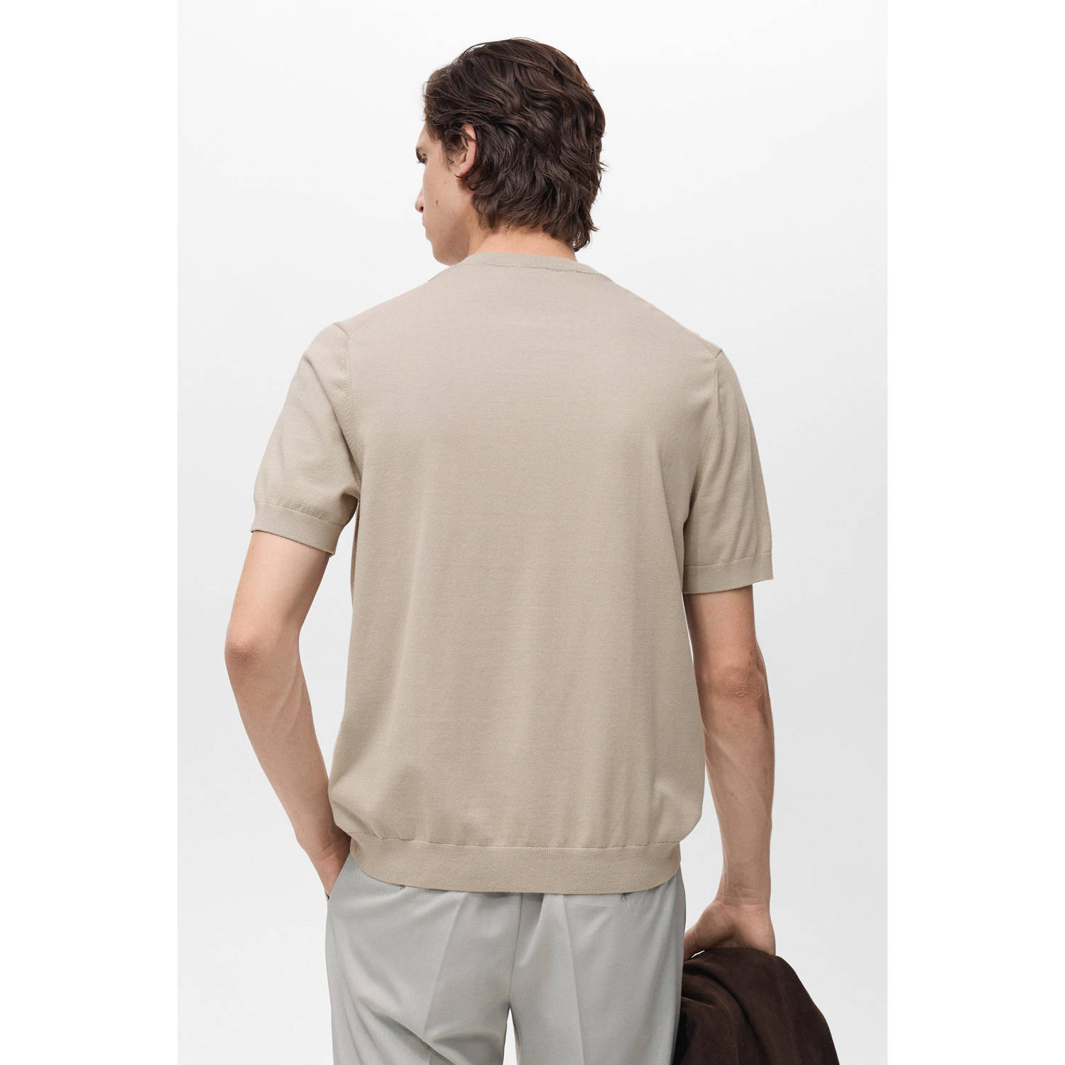 Mango Man Fijn gebreid katoenen T-shirt