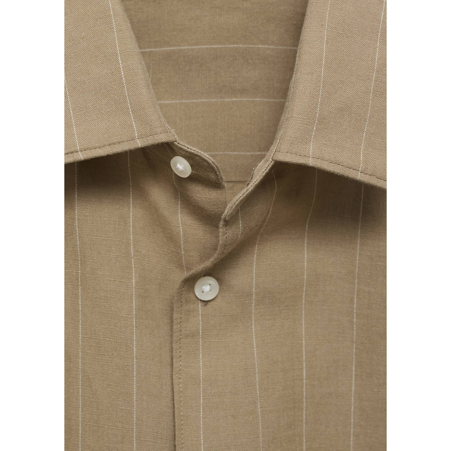 Mango Man linnen casual overhemd beige