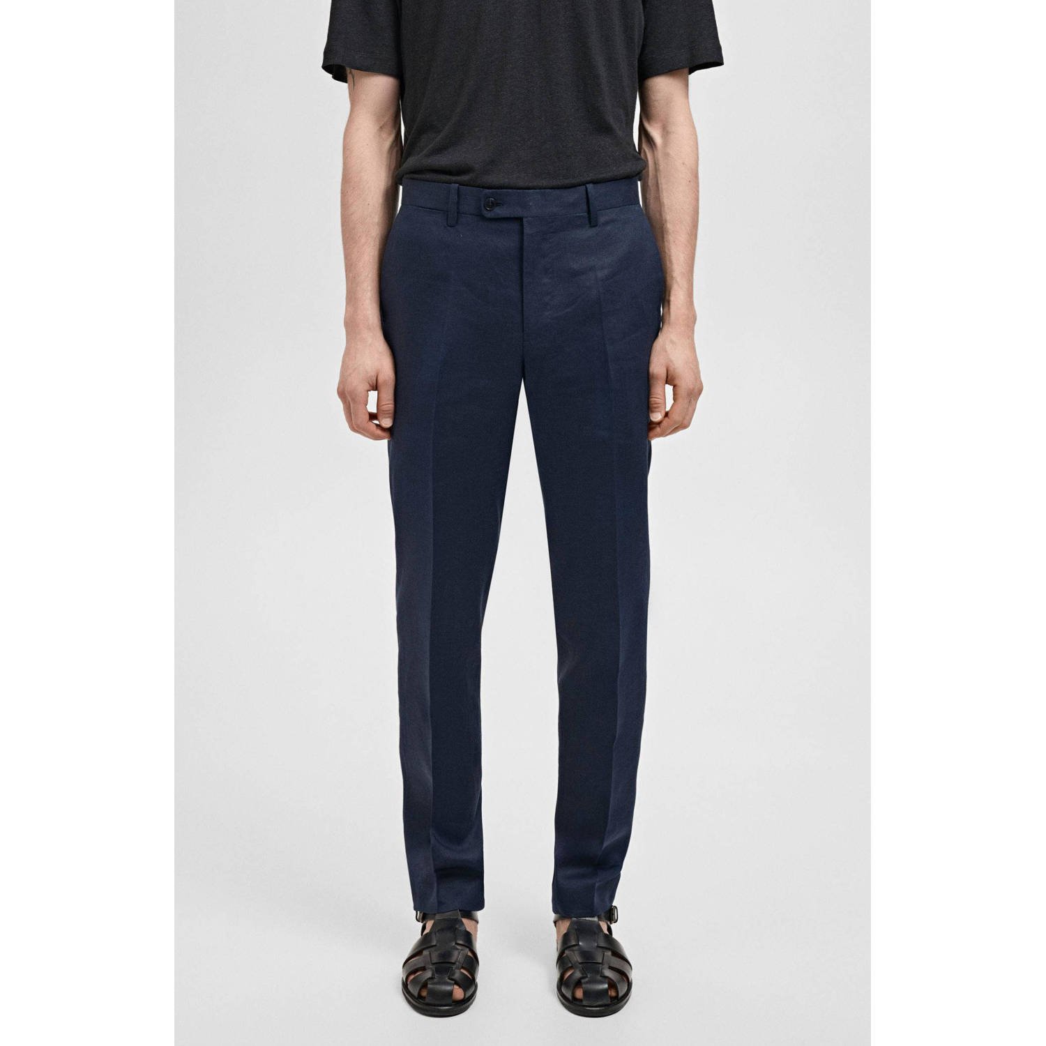 Mango Man slim pantalon donkerblauw