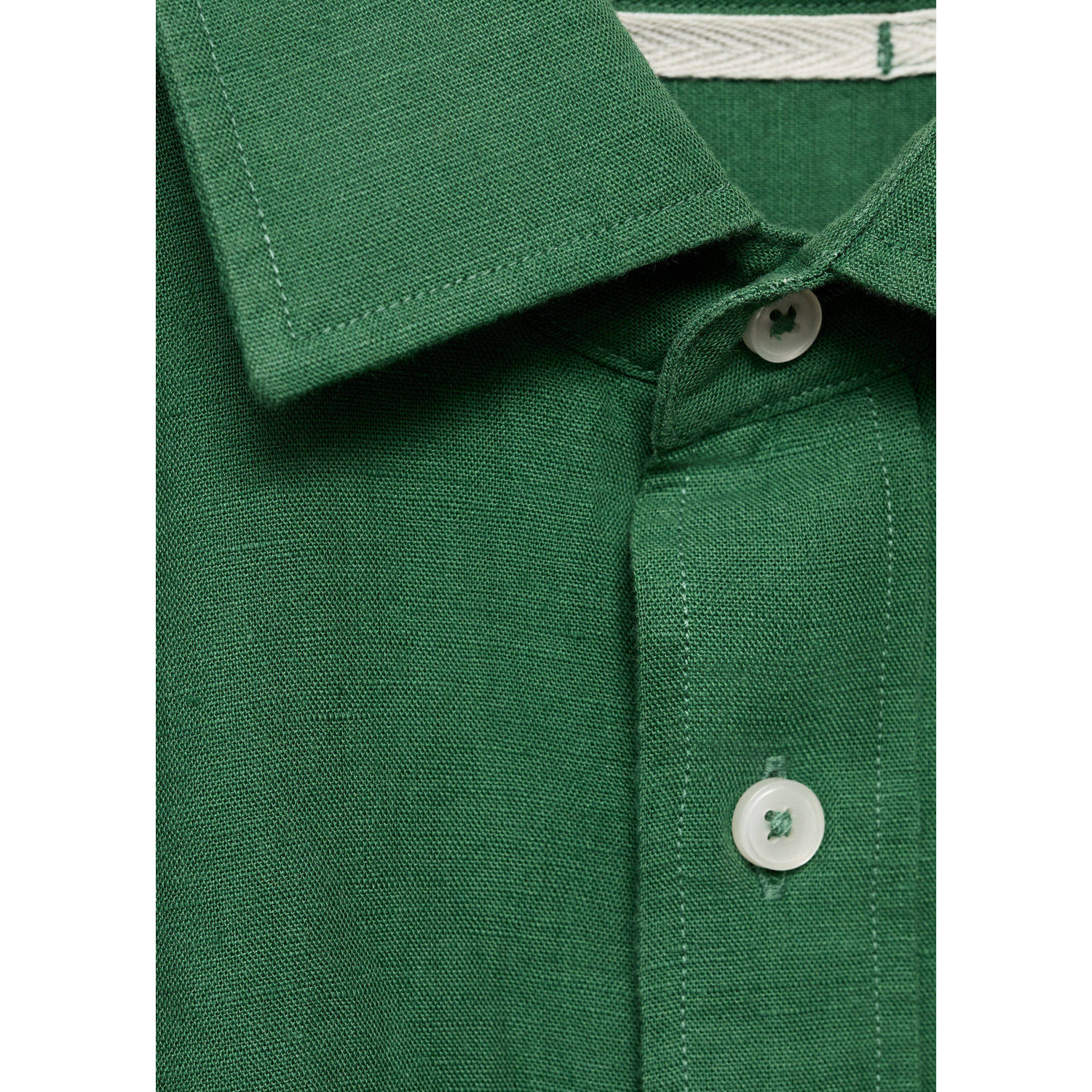 Mango Man linnen casual overhemd groen