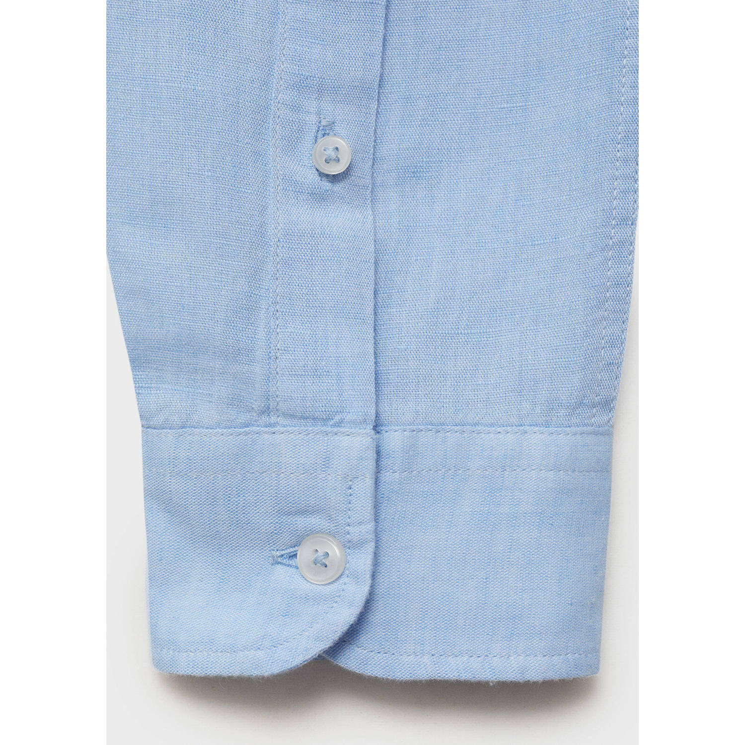 Mango Man linnen casual overhemd lichtblauw
