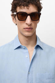 thumbnail: Mango Man linnen casual overhemd lichtblauw