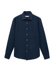 thumbnail: Mango Man linnen casual overhemd donkerblauw