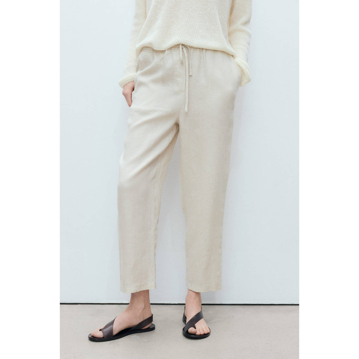 Mango slim regular waist broek ecru