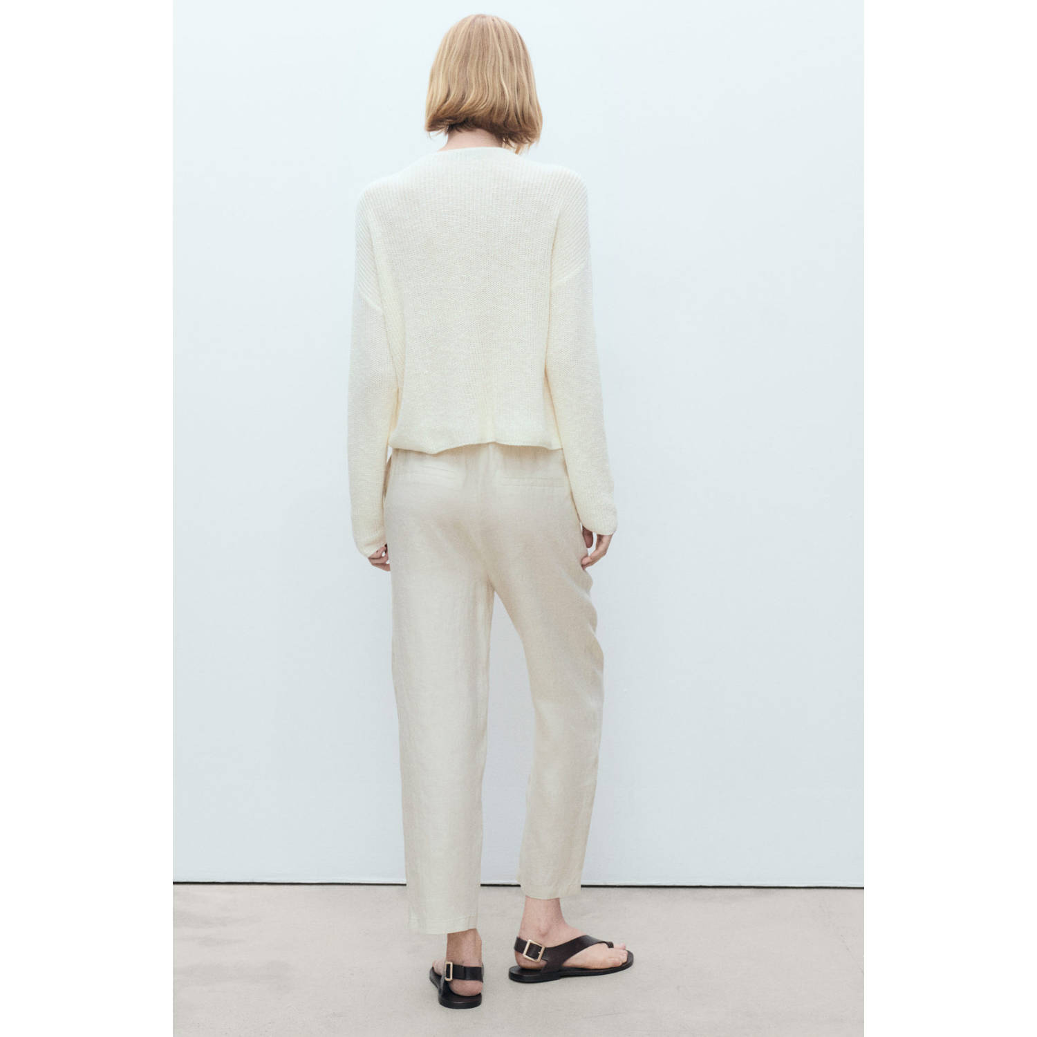 Mango slim regular waist broek ecru