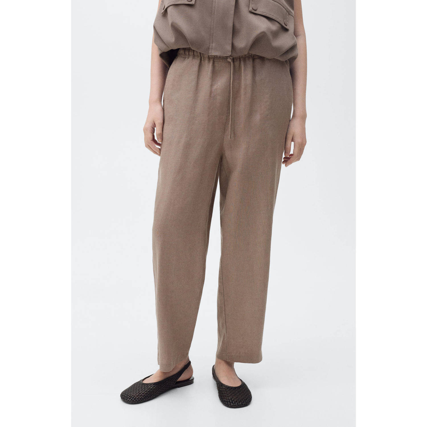 Mango slim regular waist broek bruin
