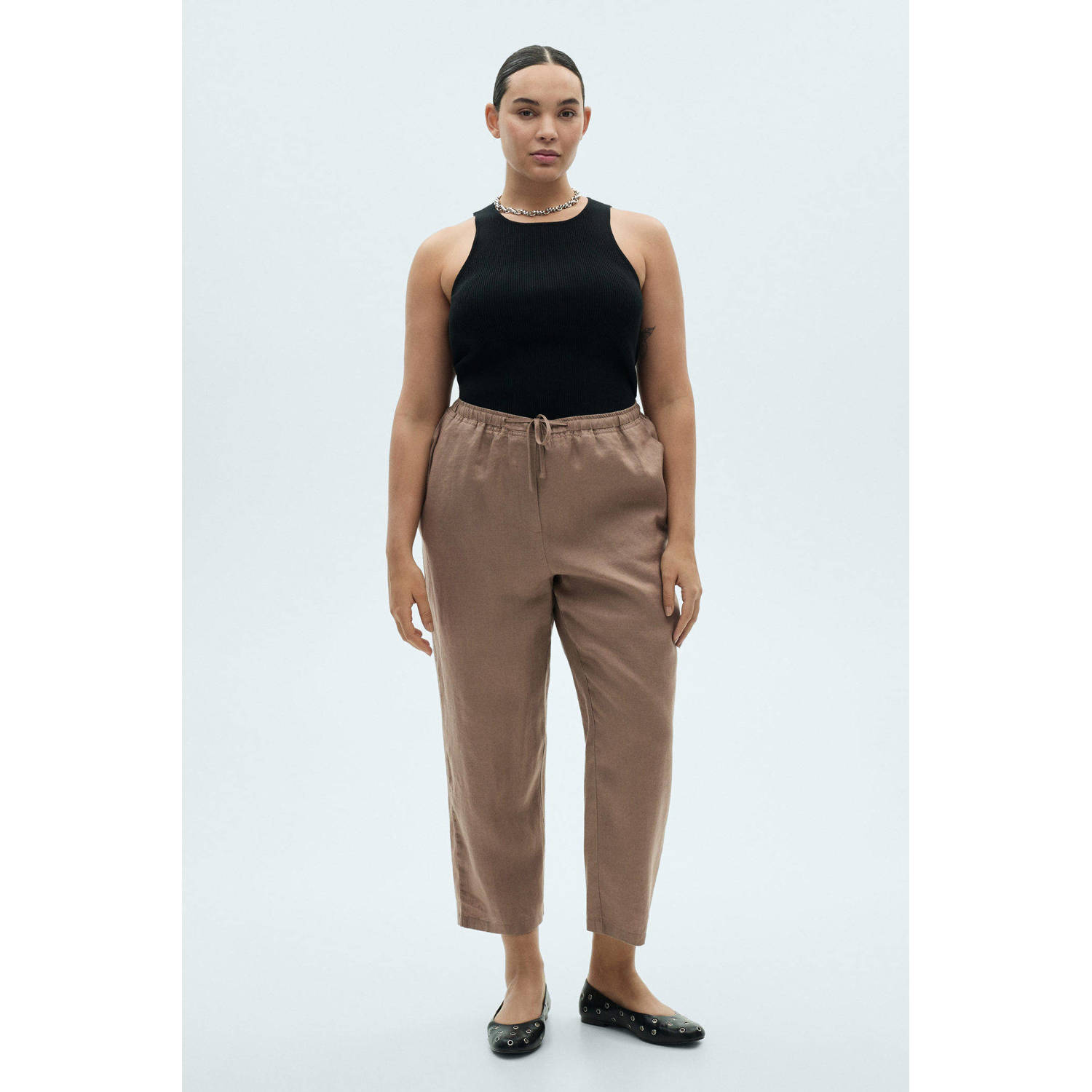 Mango slim regular waist broek bruin