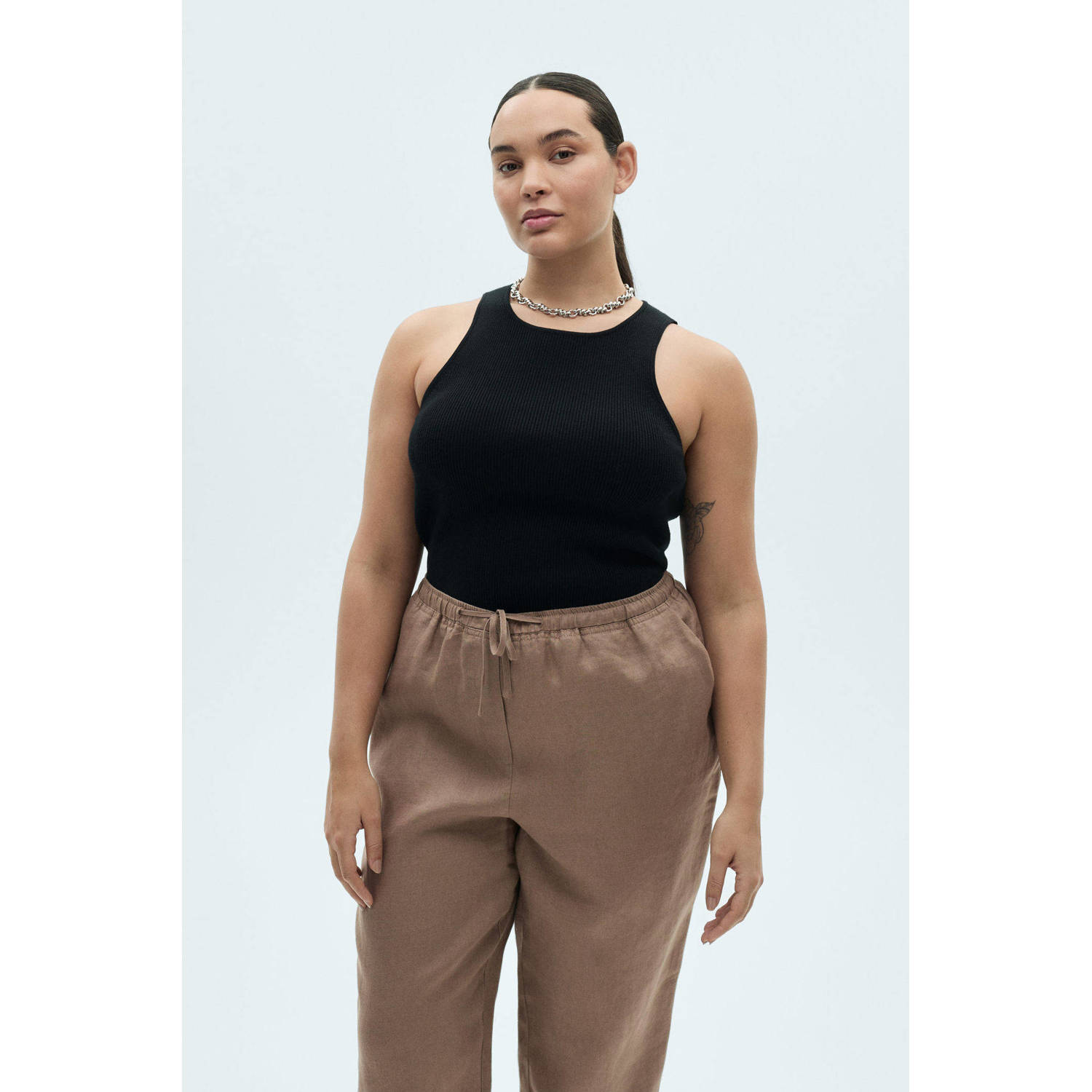 Mango slim regular waist broek bruin