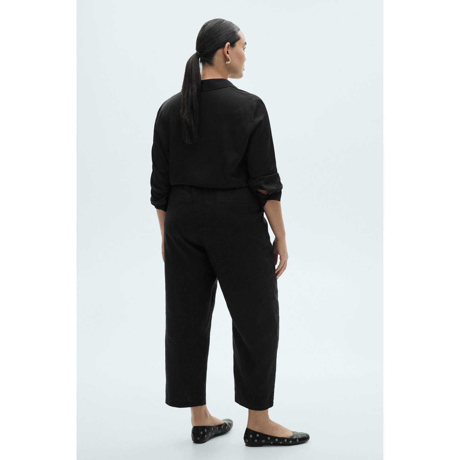 Mango slim regular waist broek zwart