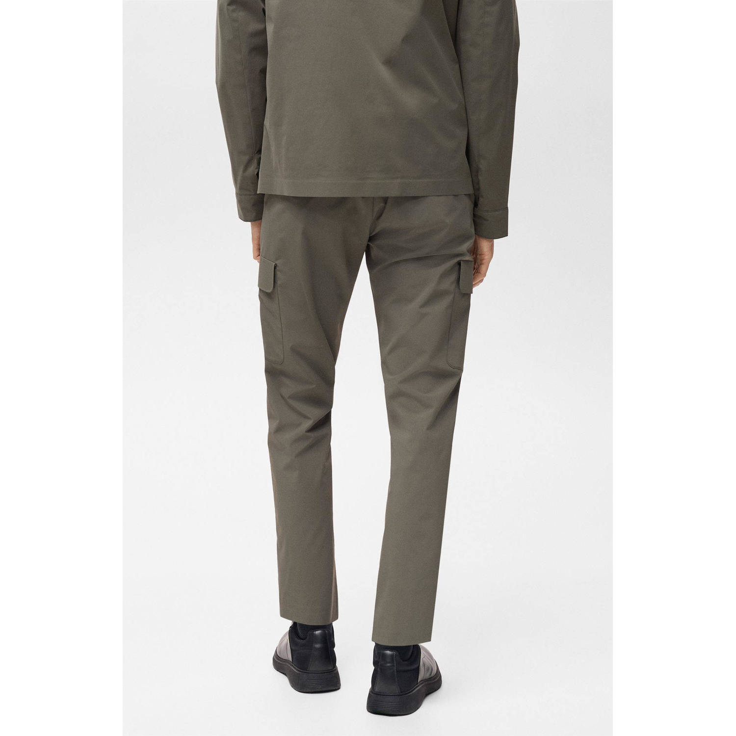 Mango Man slim cargo broek donkergroen