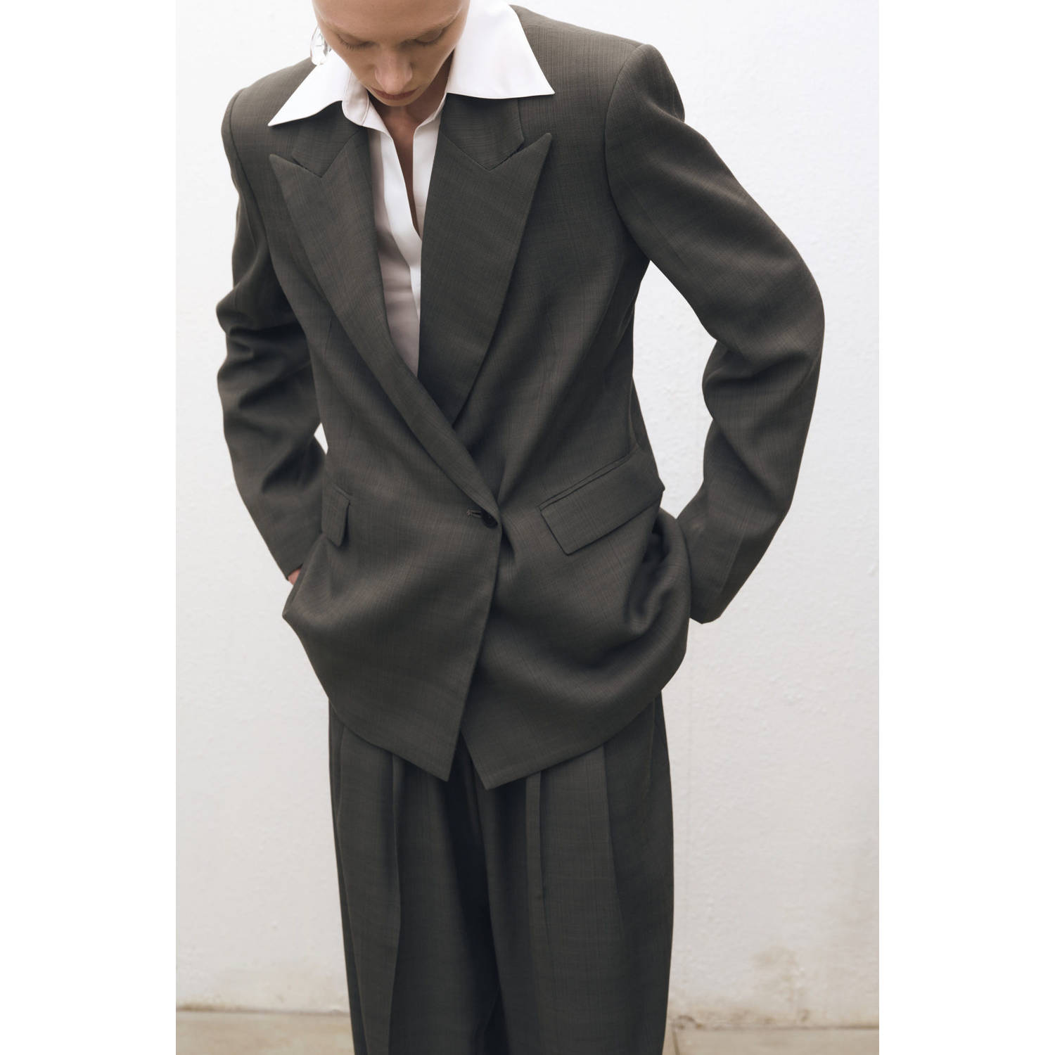 Mango oversized blazer grijsgroen