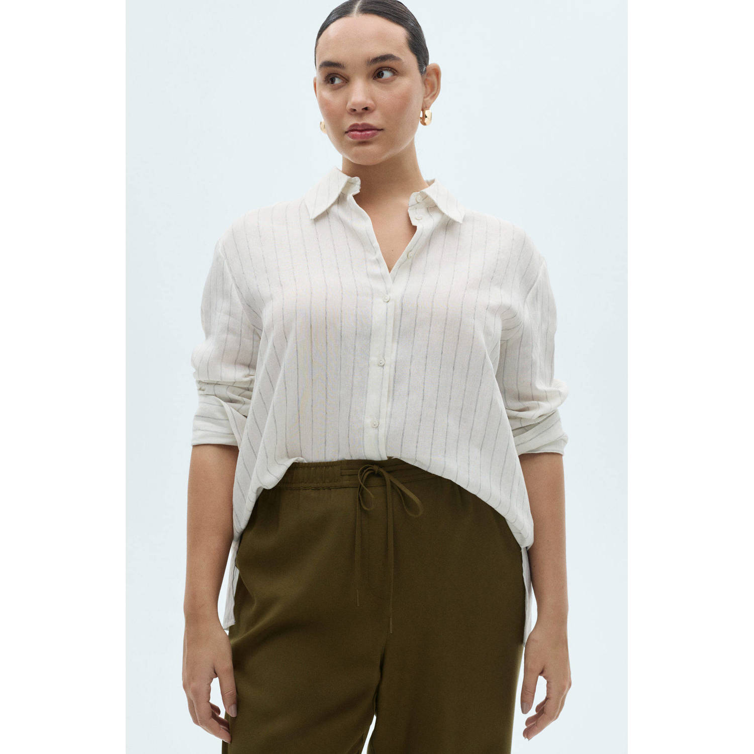 Mango slim regular waist broek kaki