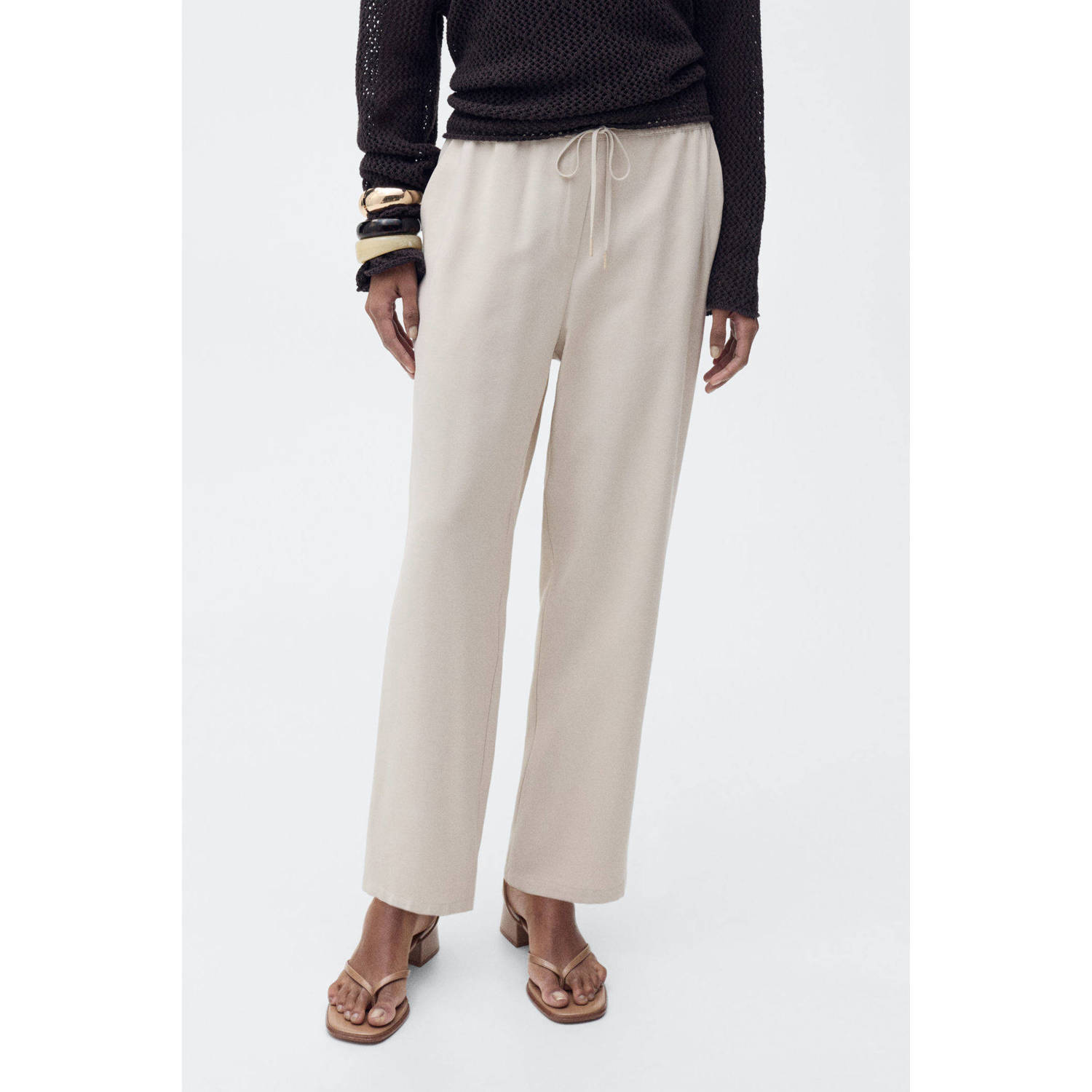 Mango slim regular waist broek ecru