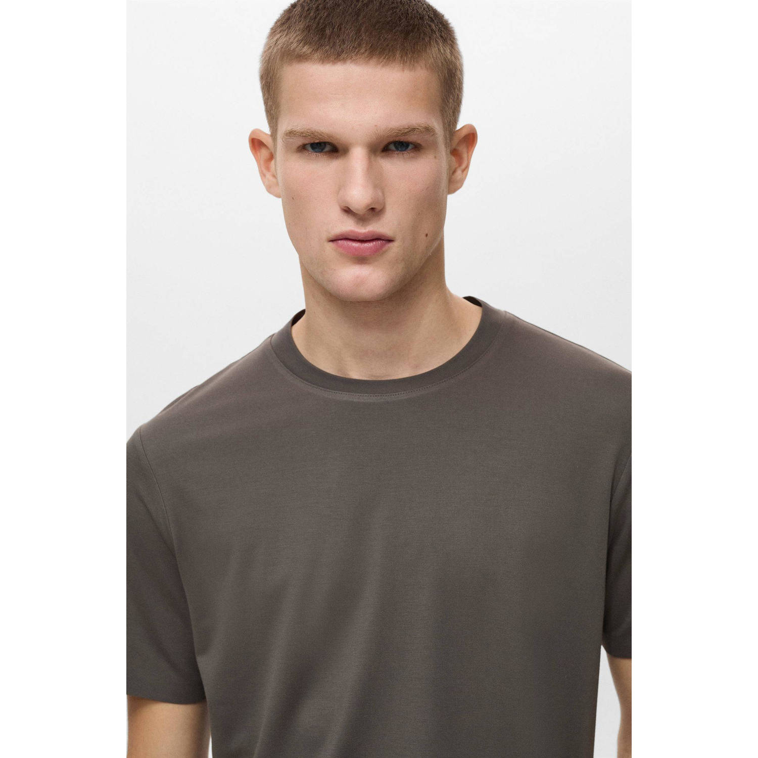 Mango Man T-shirt grijsgroen