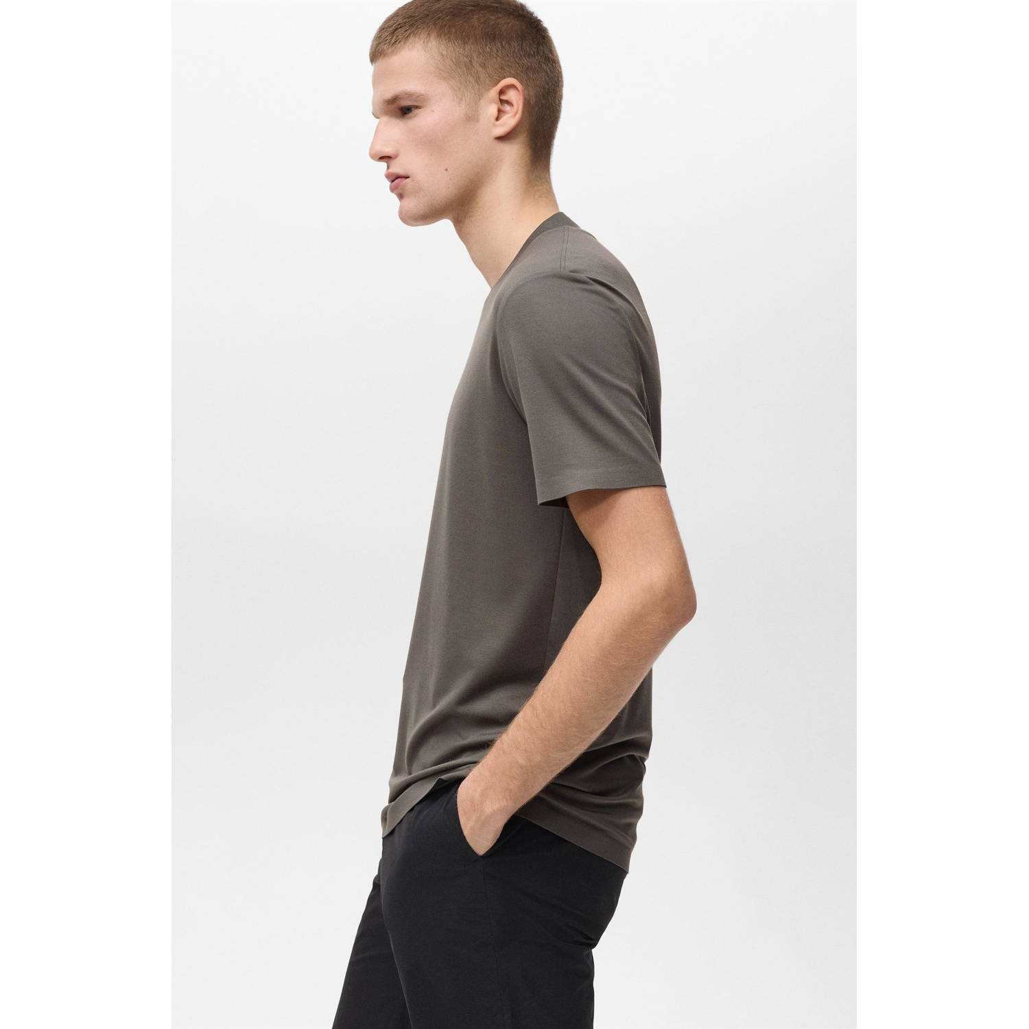 Mango Man T-shirt grijsgroen