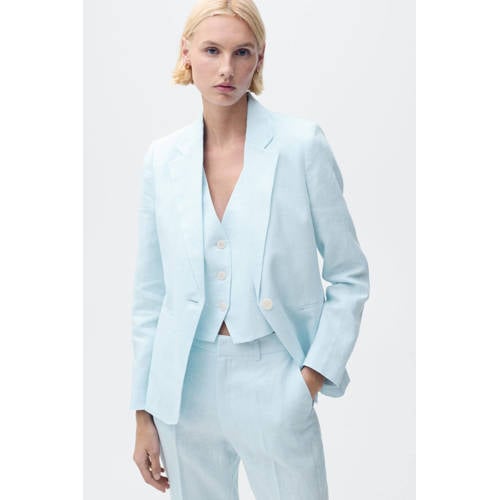 Mango linnen blazer lichtblauw afbeelding