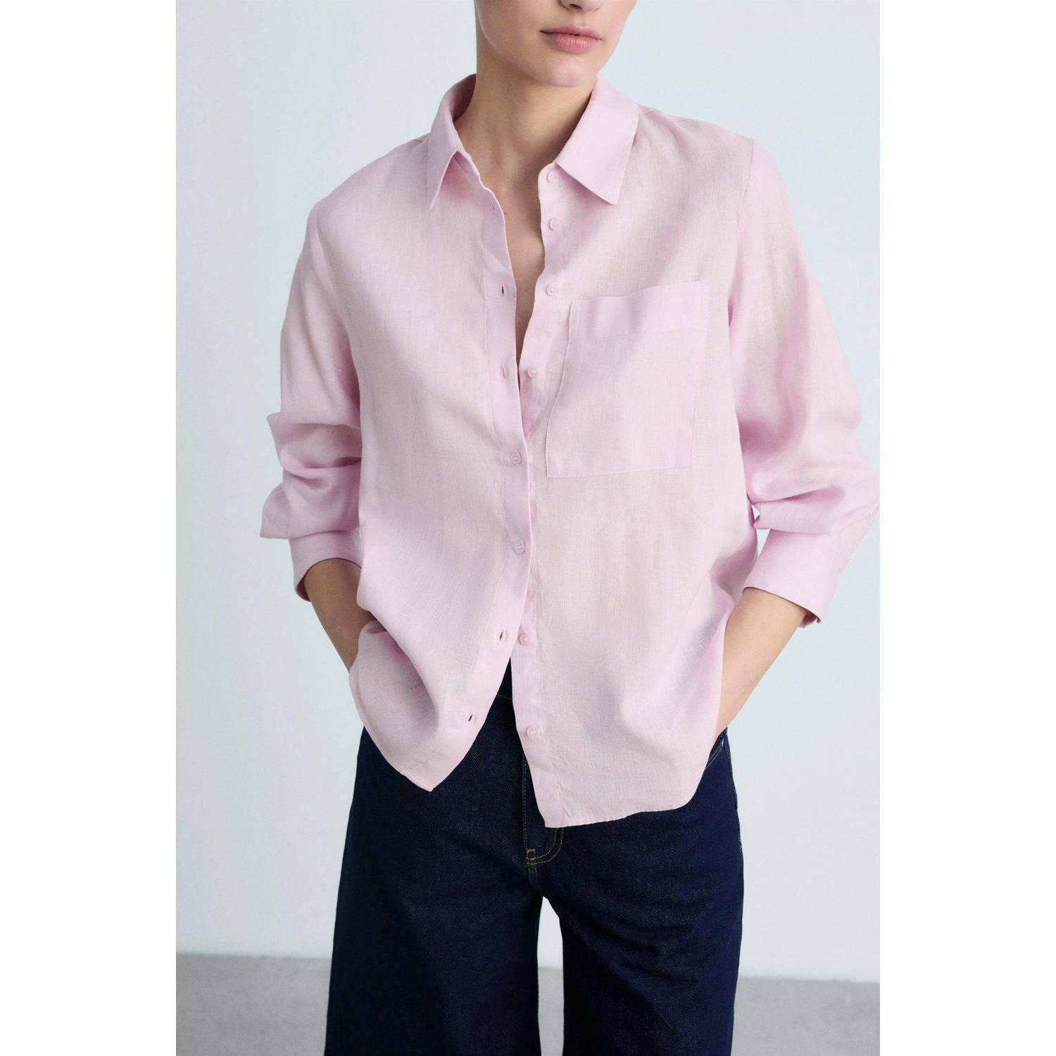 Mango blouse lichtroze