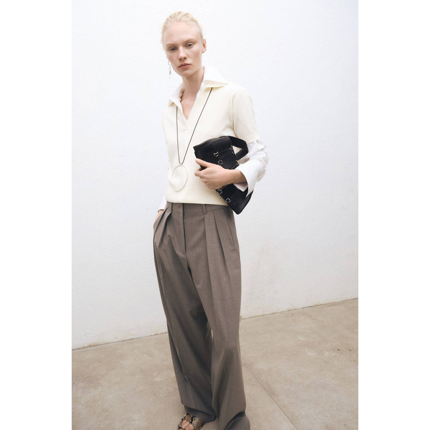 Mango top ecru gebreid