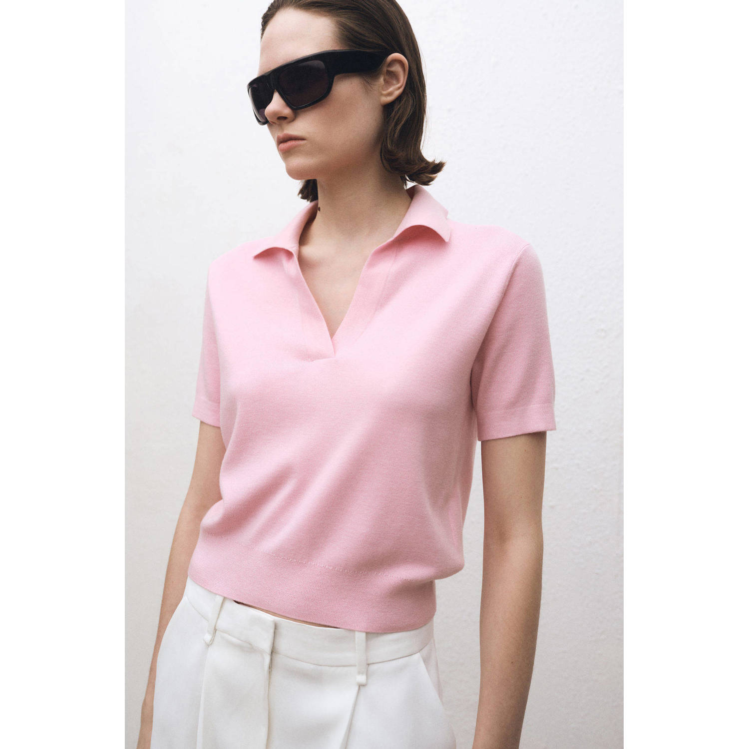 Mango top roze gebreid