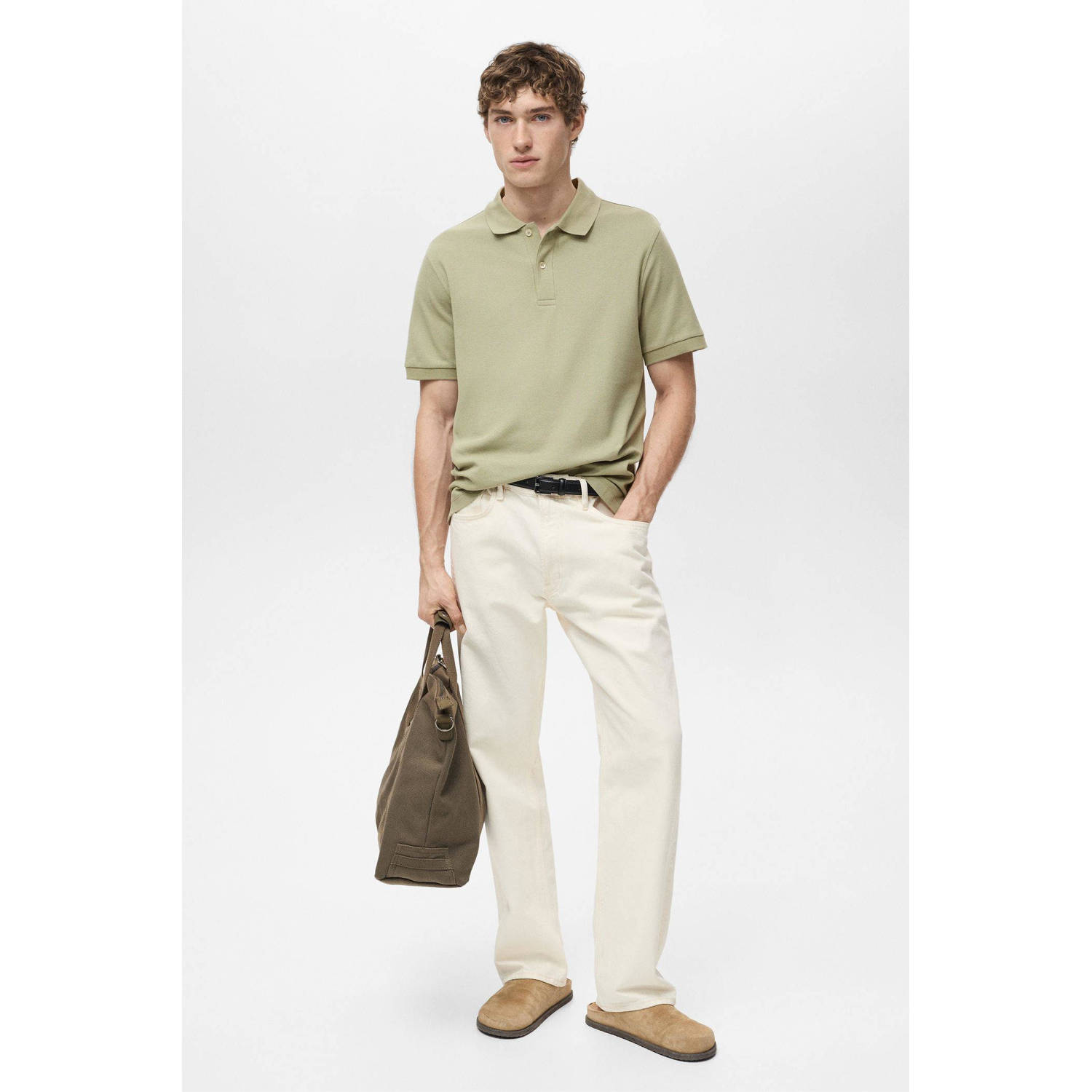 Mango Man regular polo groen