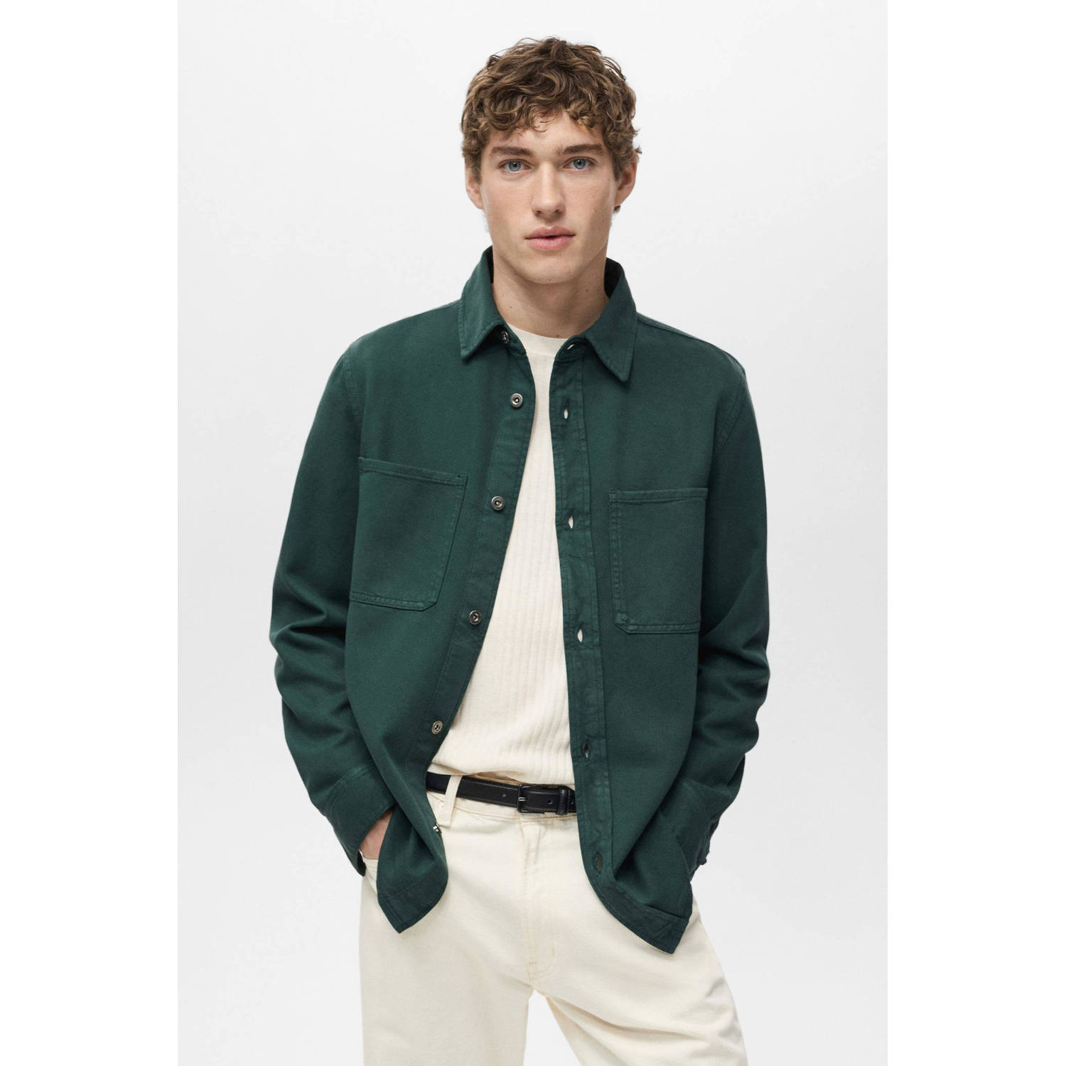 Mango Man overshirt donkergroen