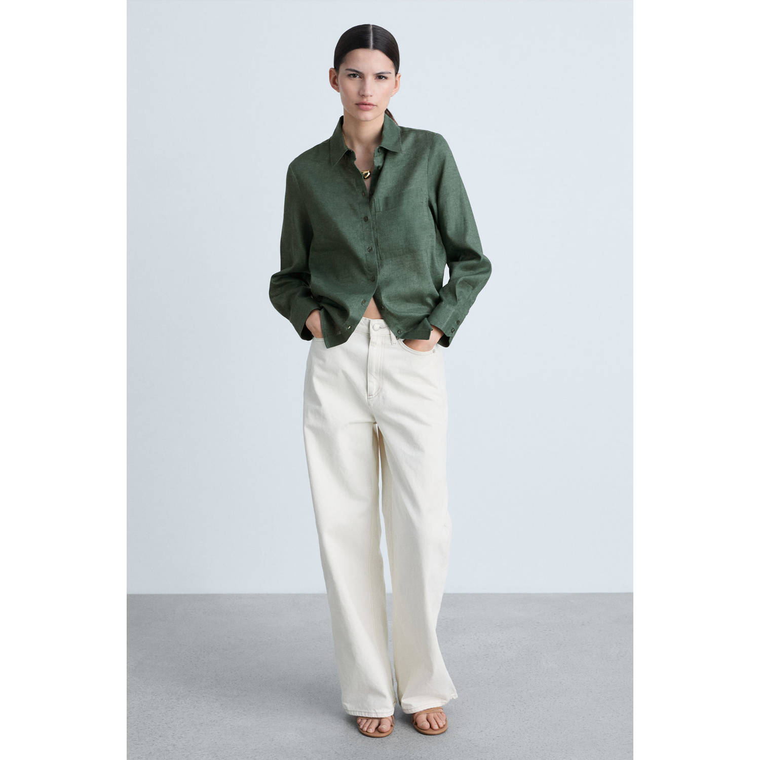 Mango blouse donkergroen