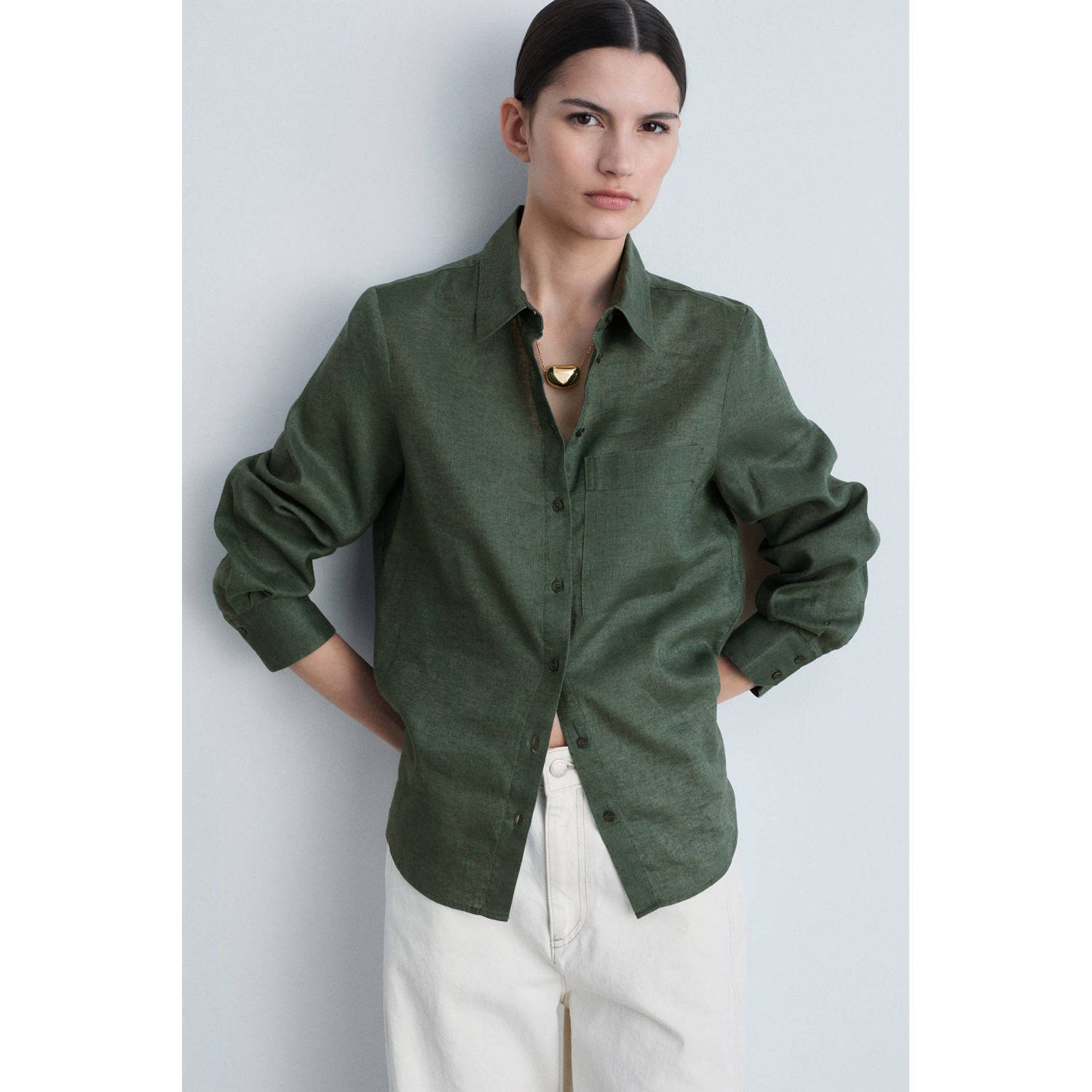 Mango blouse donkergroen