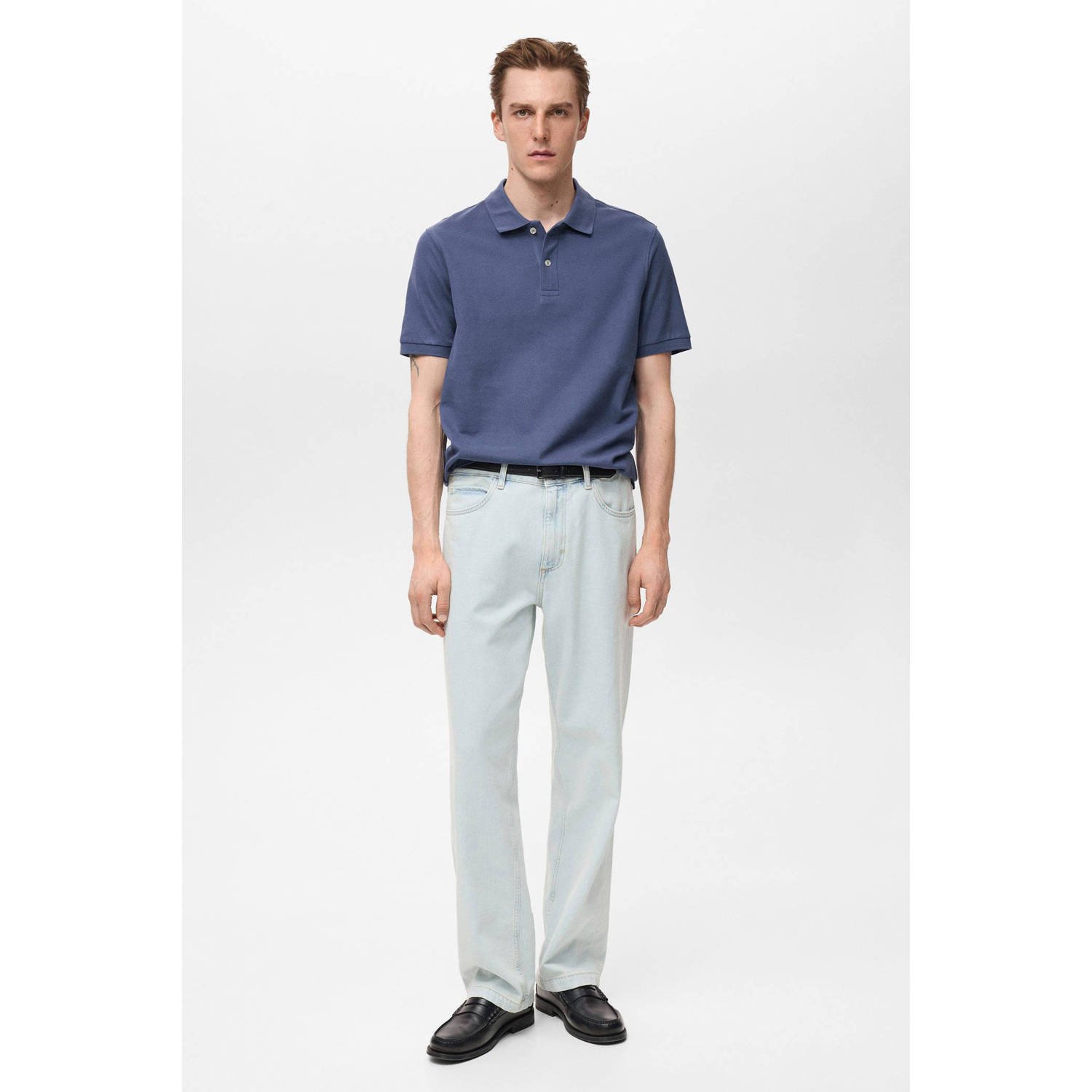 Mango Man regular polo blauw