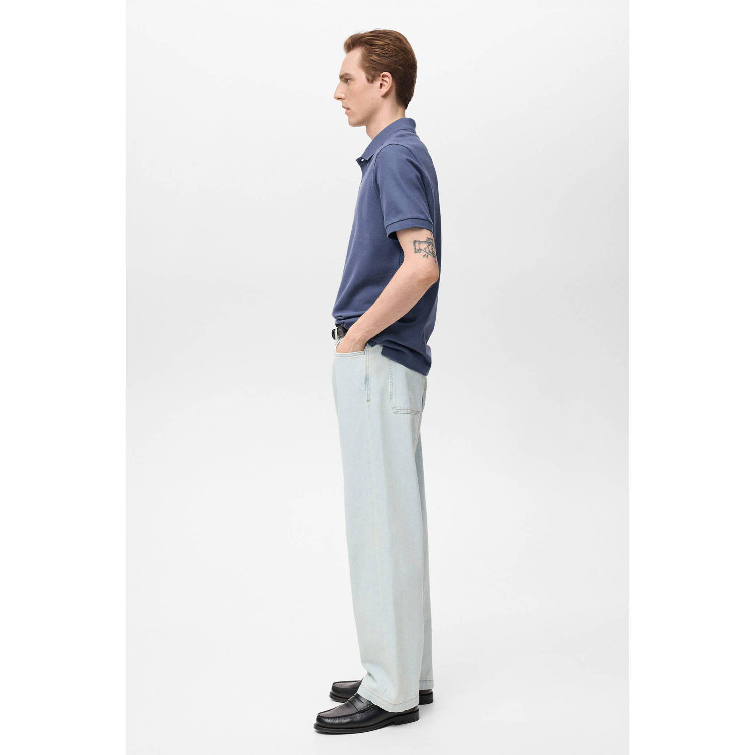 Mango Man regular polo blauw