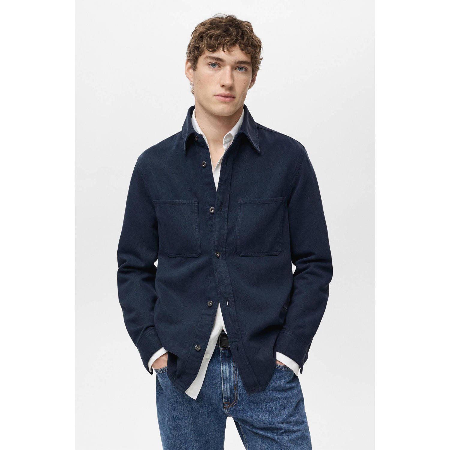 Mango Man overshirt donkerblauw