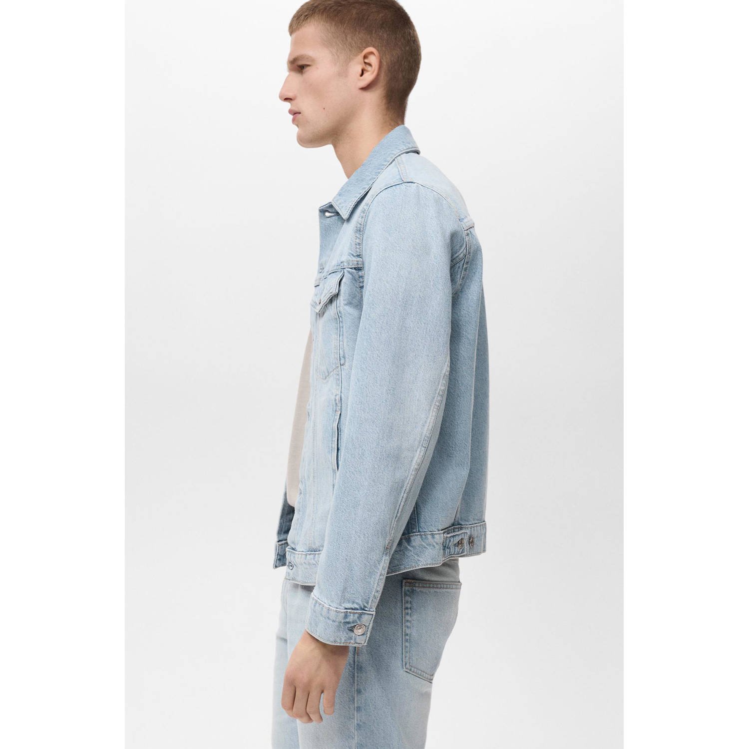 Mango Man spijkerjas light blue denim