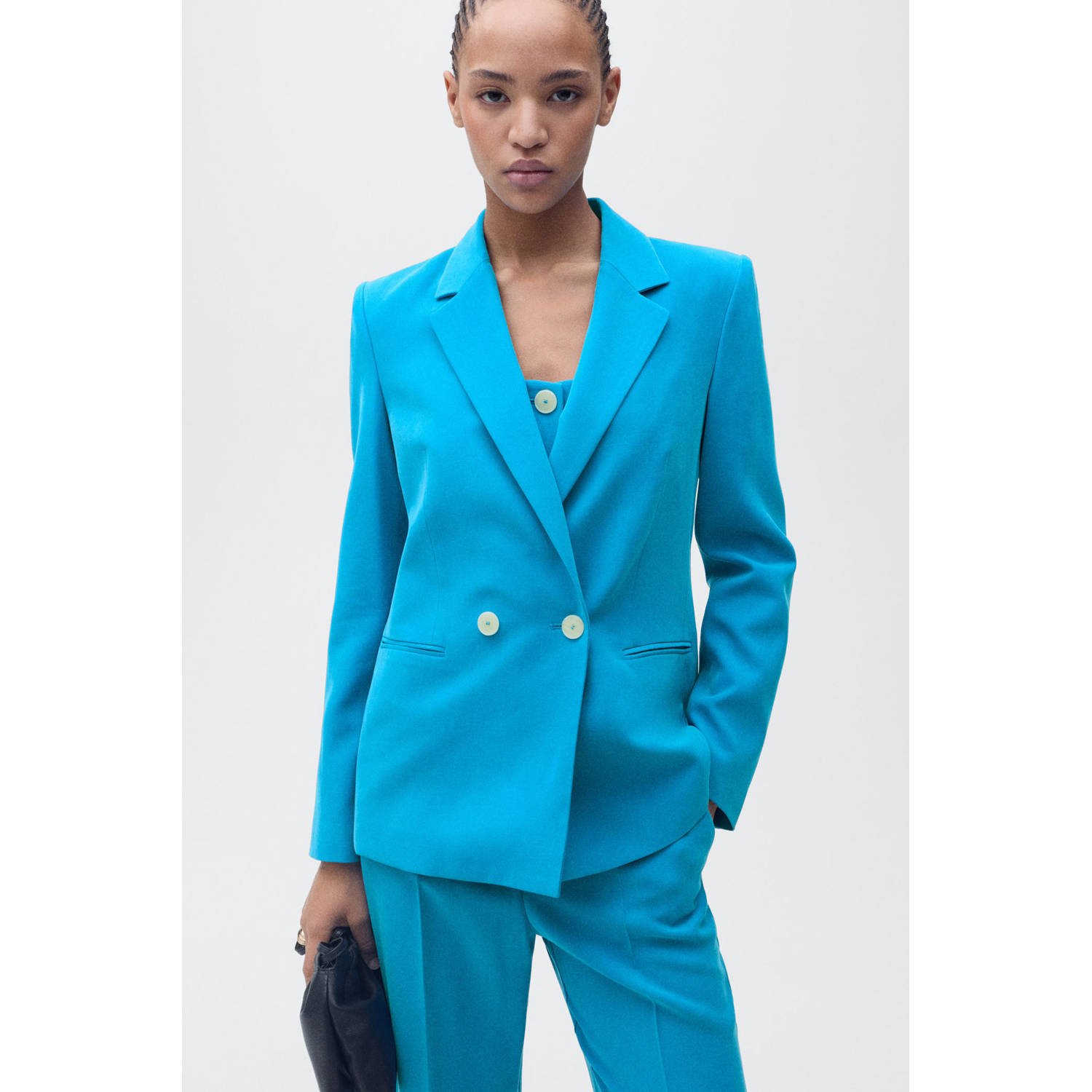 Mango regular blazer medium blue denim