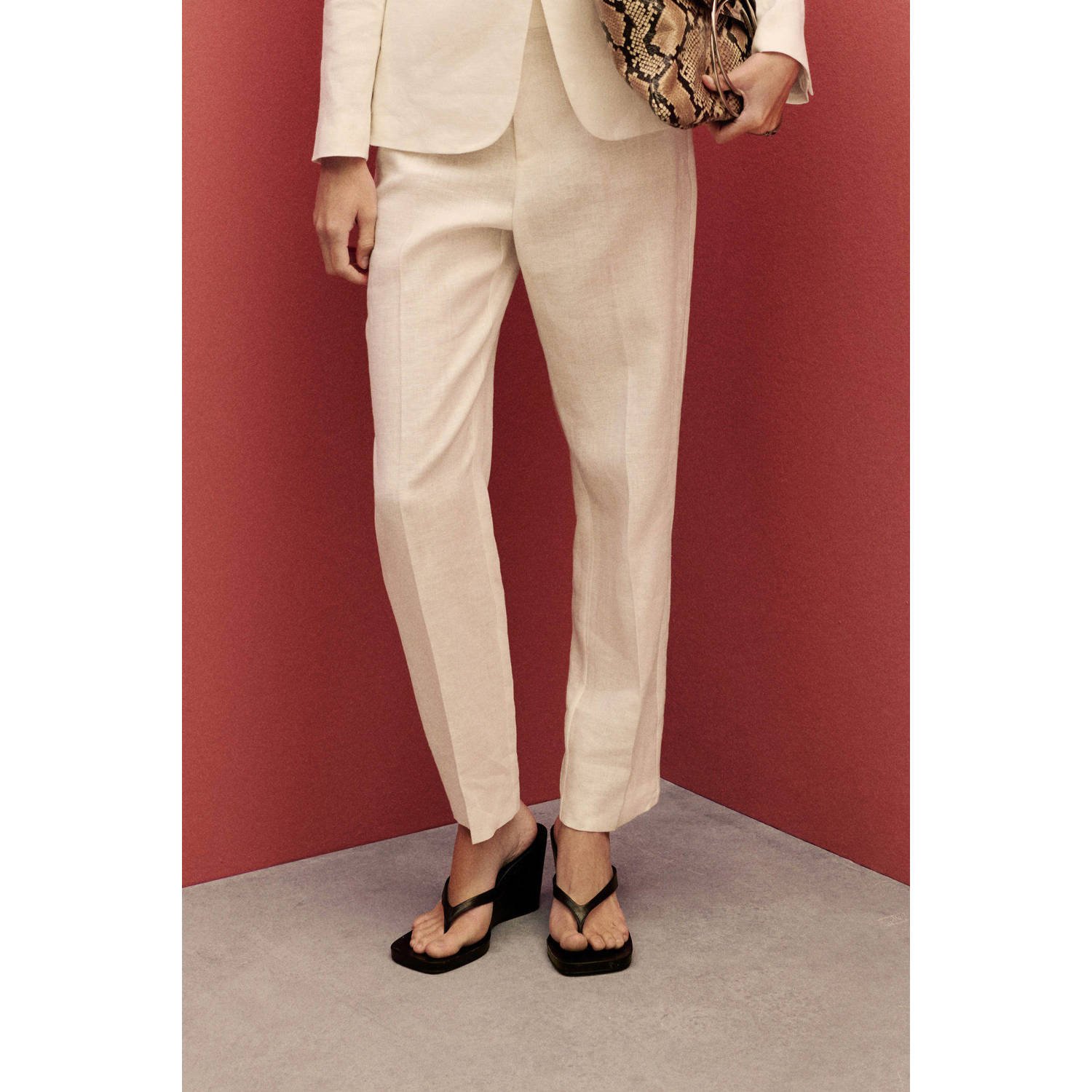 Mango straight regular waist pantalon ecru