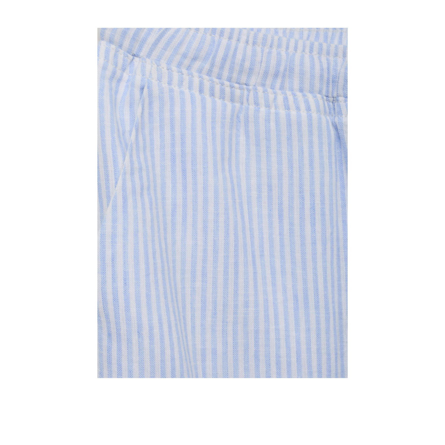 Mango linnen straight regular waist broek lichtblauw