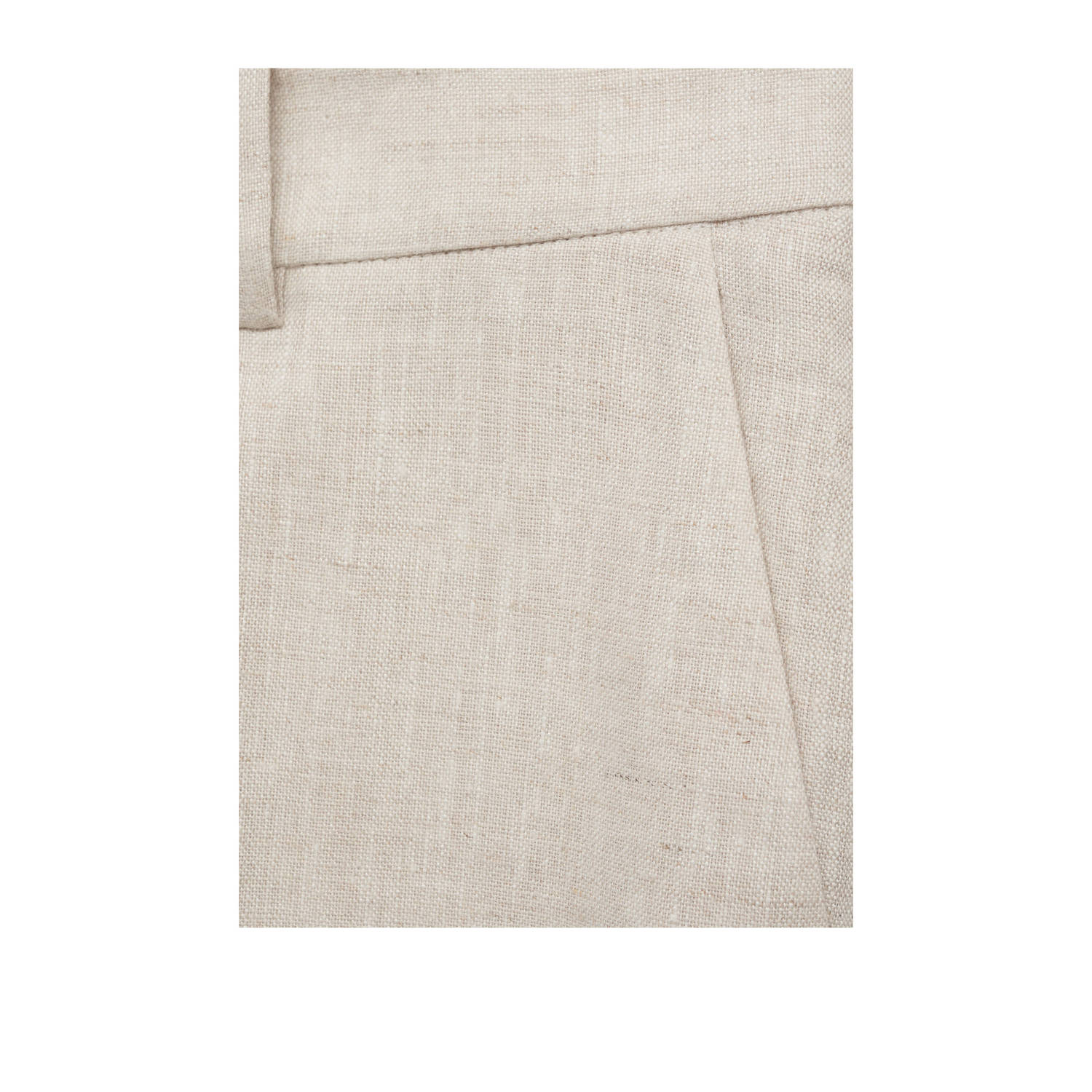 Mango linnen straight regular waist pantalon beige