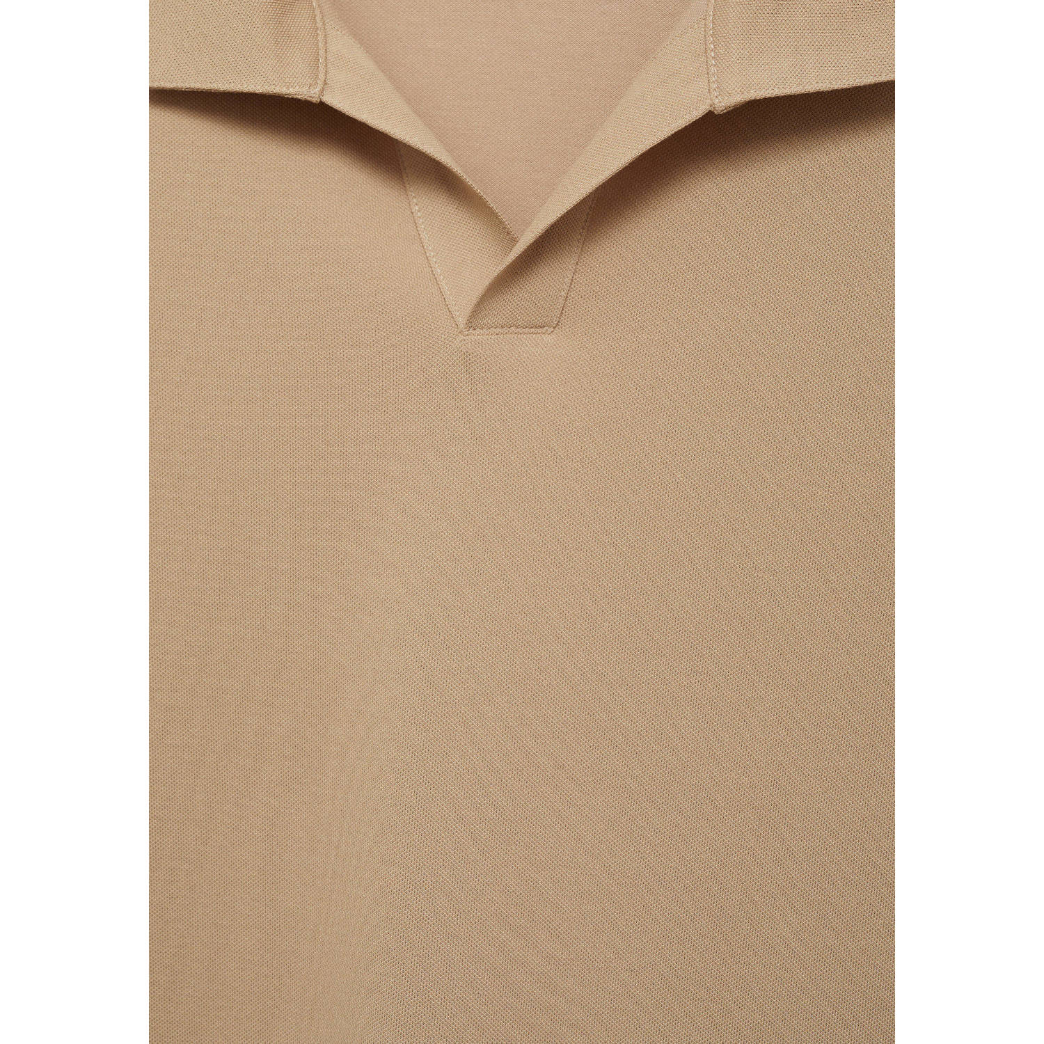Mango Man slim polo fijn gebreid lichtbruin