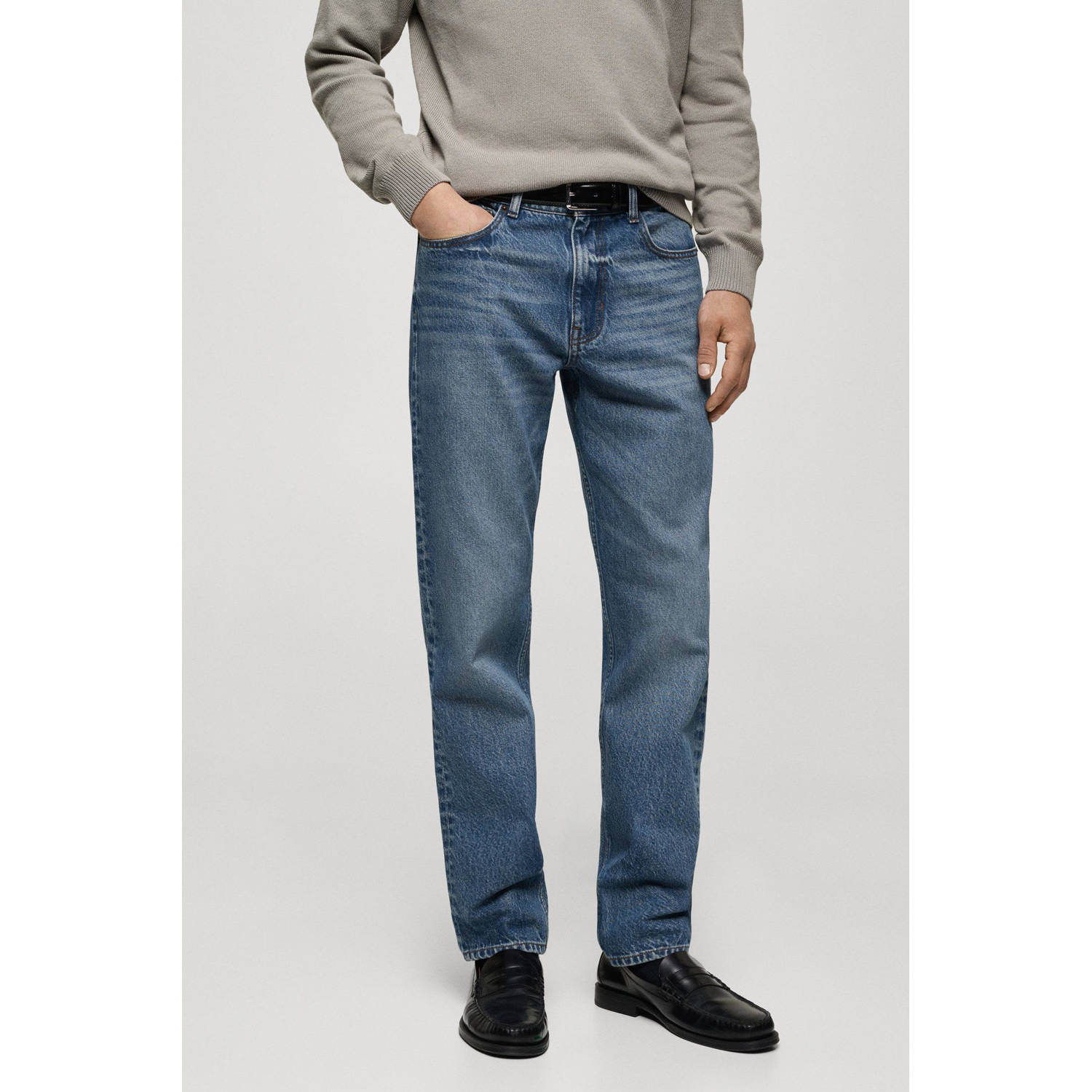 Mango Man regular fit jeans changeant blauw