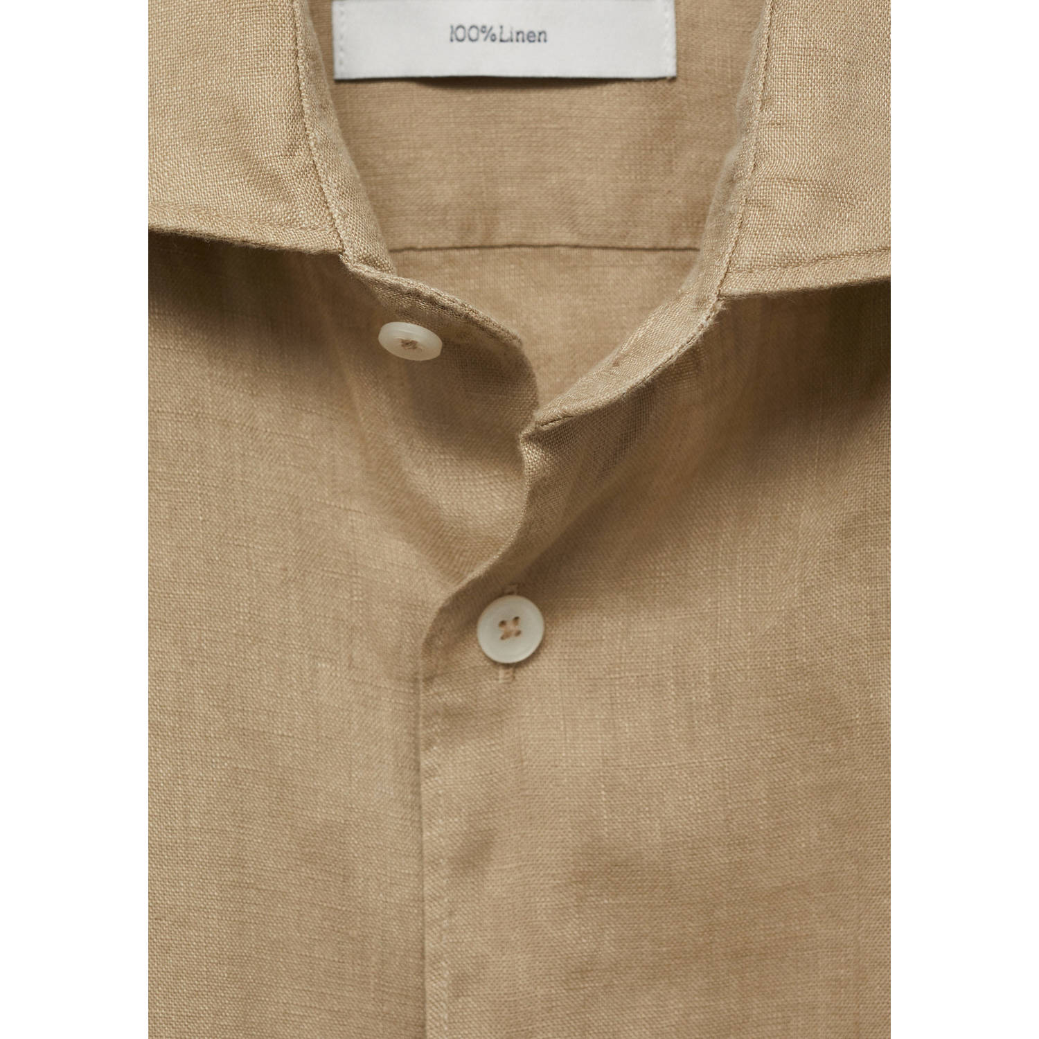 Mango Man linnen casual overhemd beige