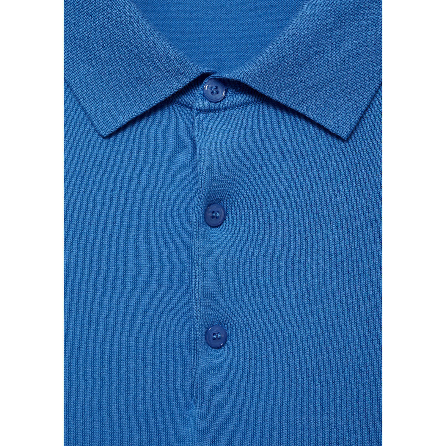 Mango Man polo fijn gebreid blauw