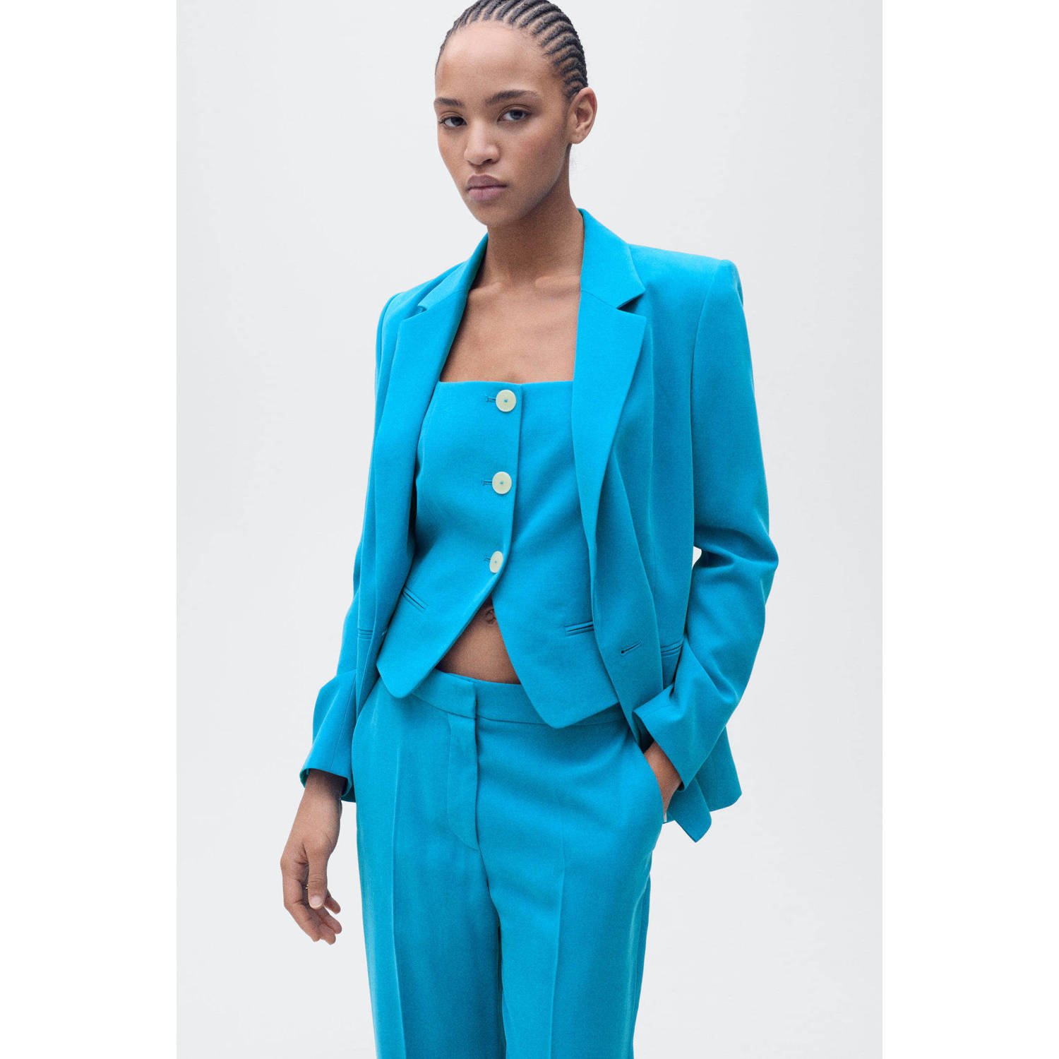 Mango straight regular waist pantalon blauw