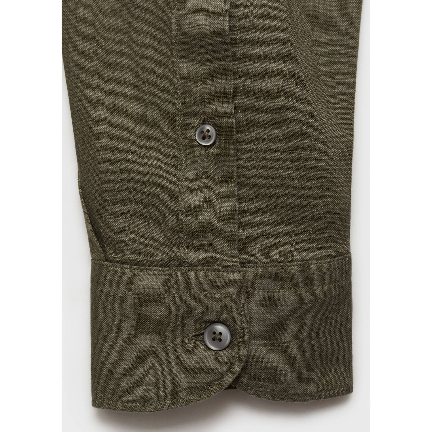 Mango Man linnen casual overhemd kaki